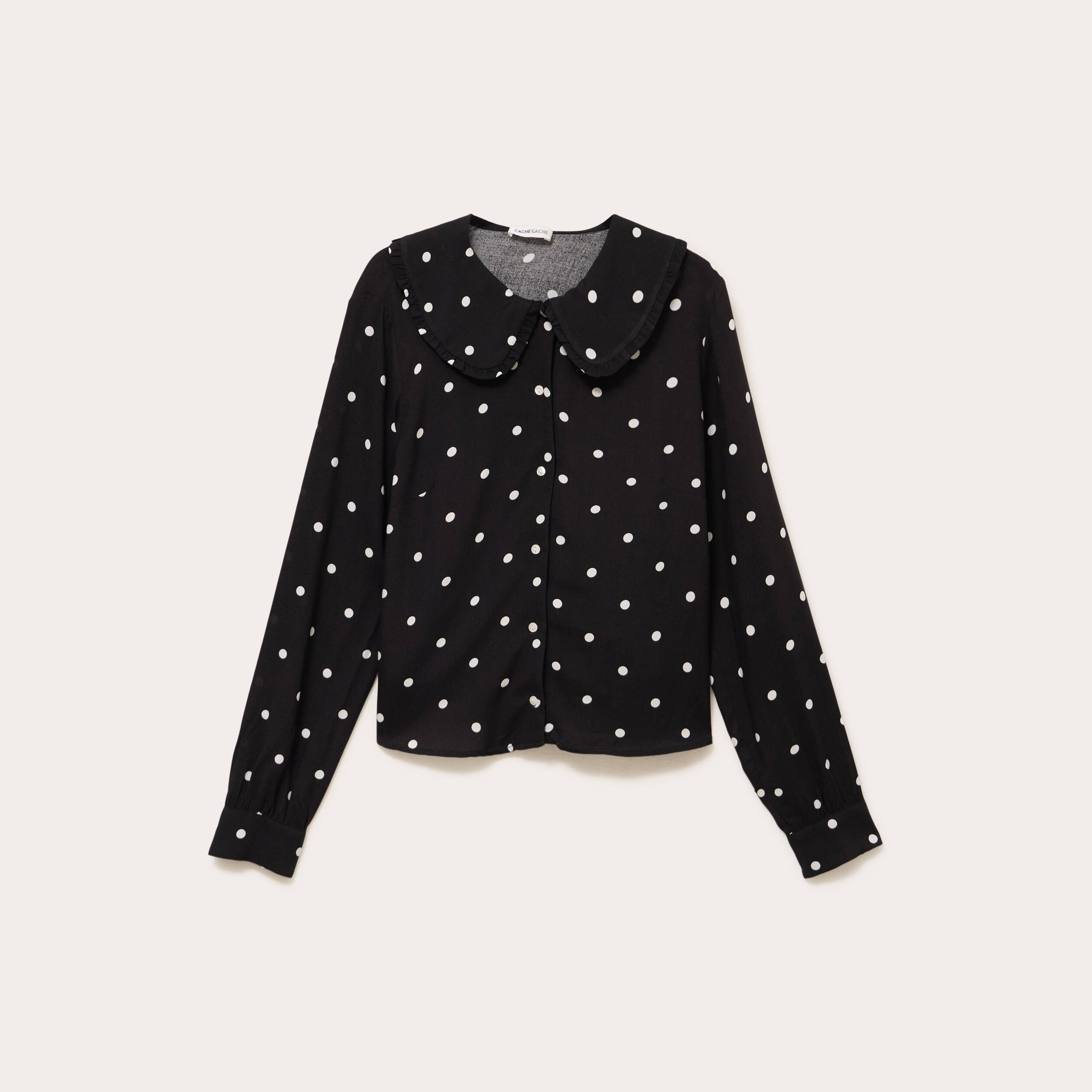 Chemise grand col noir femme
