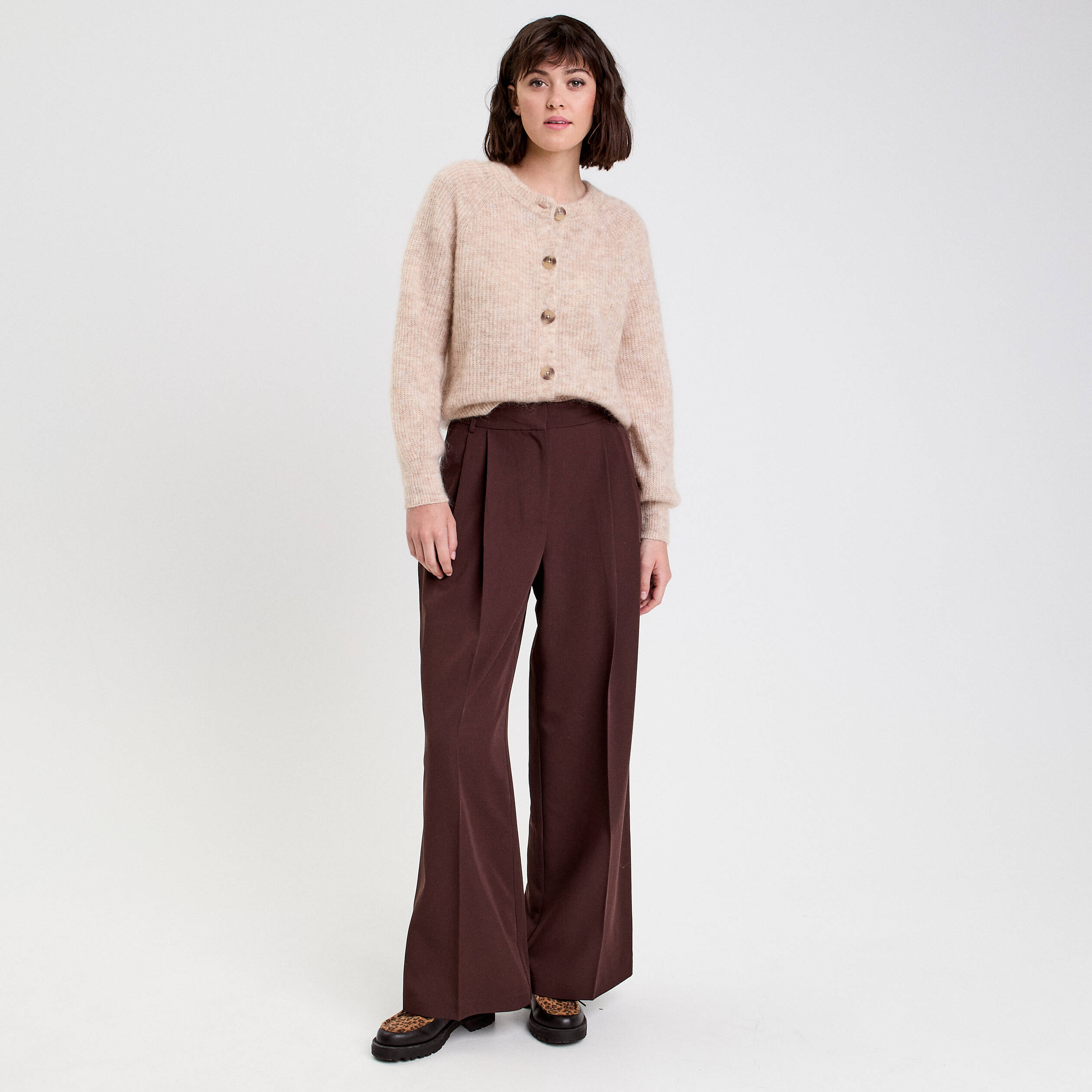 Gilet manches longues beige femme