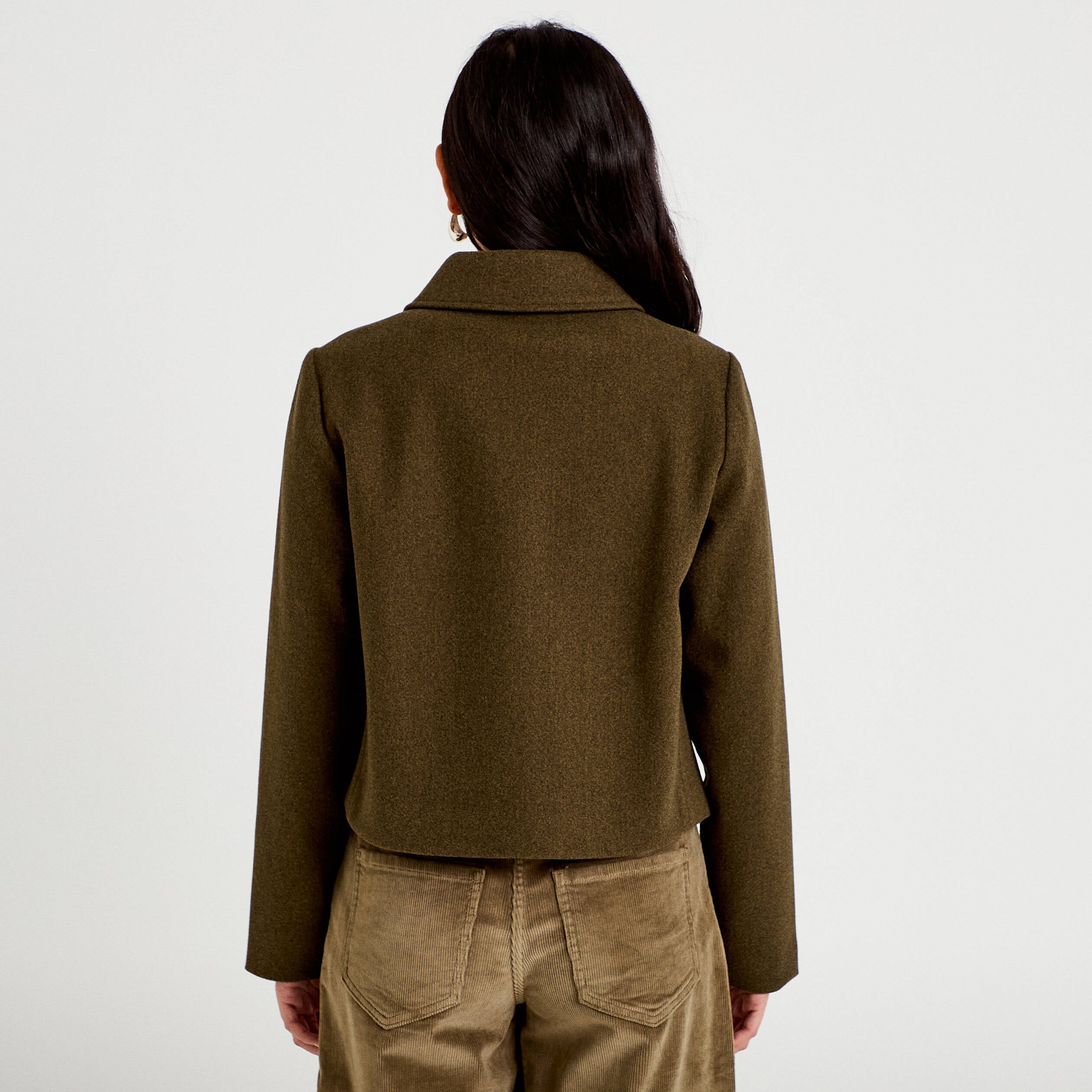 Veste zipp&eacute;e vert kaki femme