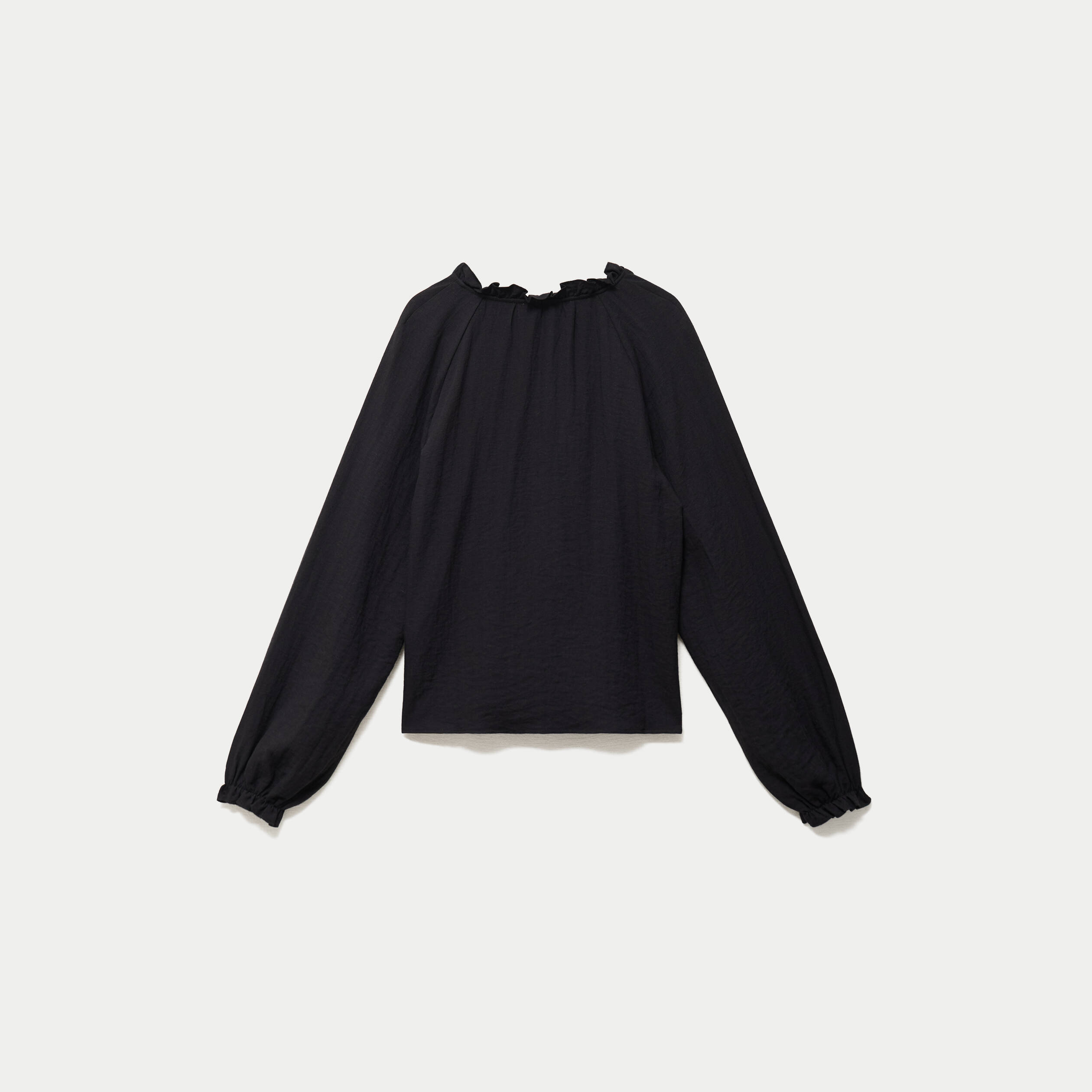 Blouse ample pliss&eacute;e manches longues noir femme