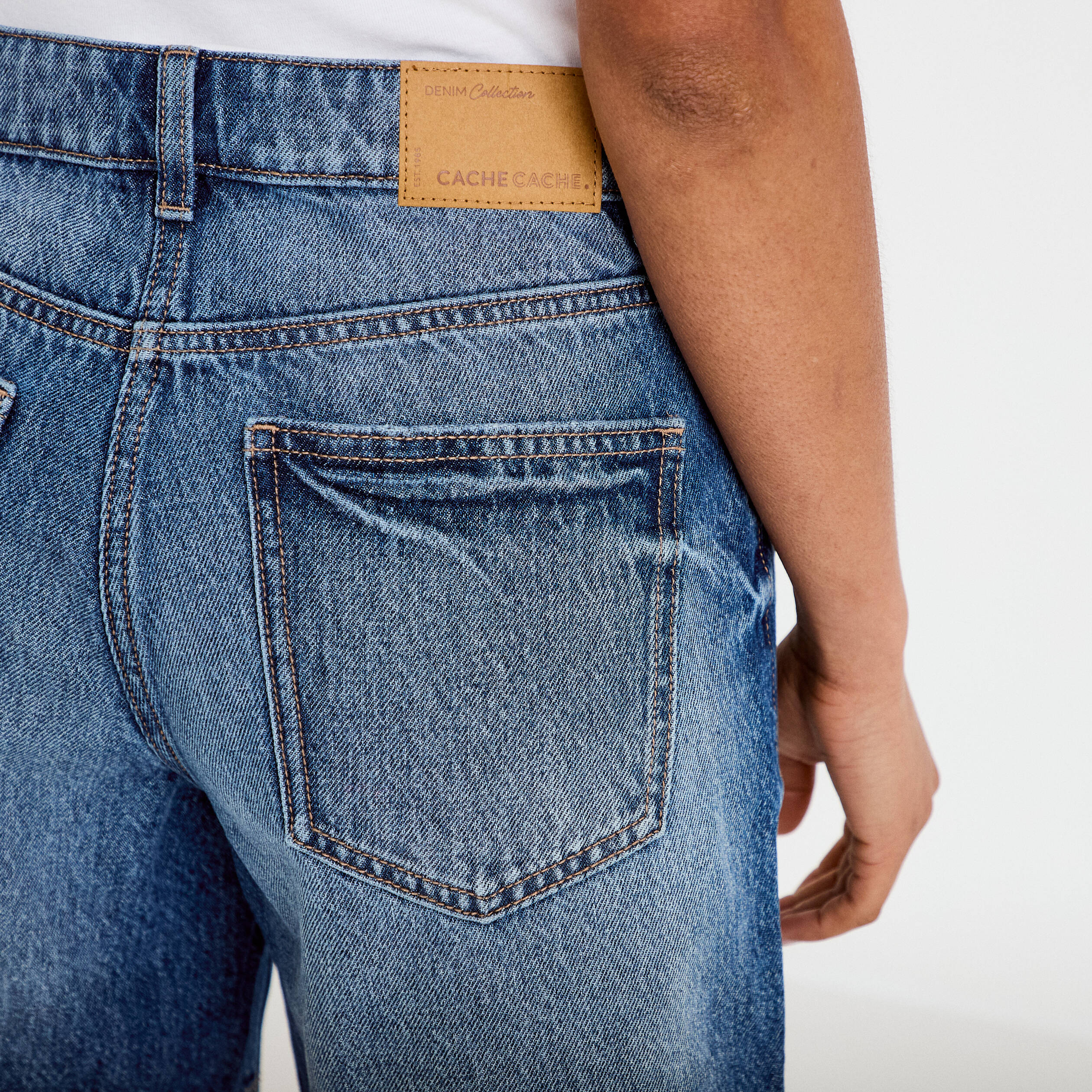 Bermuda regular 5 poches en jean denim double stone femme
