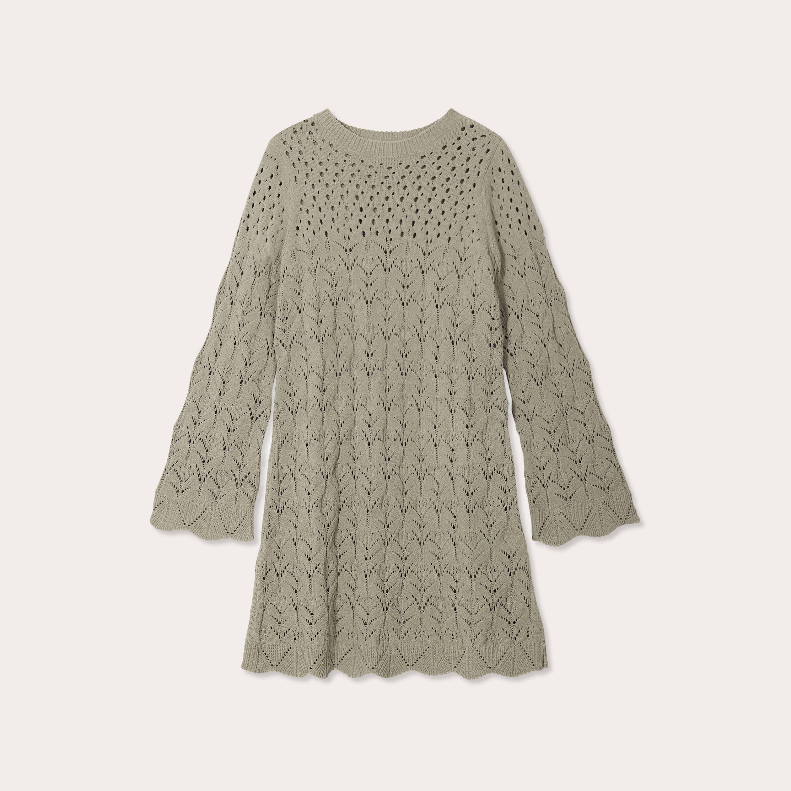 Robe tricot &eacute;vas&eacute;e ajour&eacute;e vert kaki femme