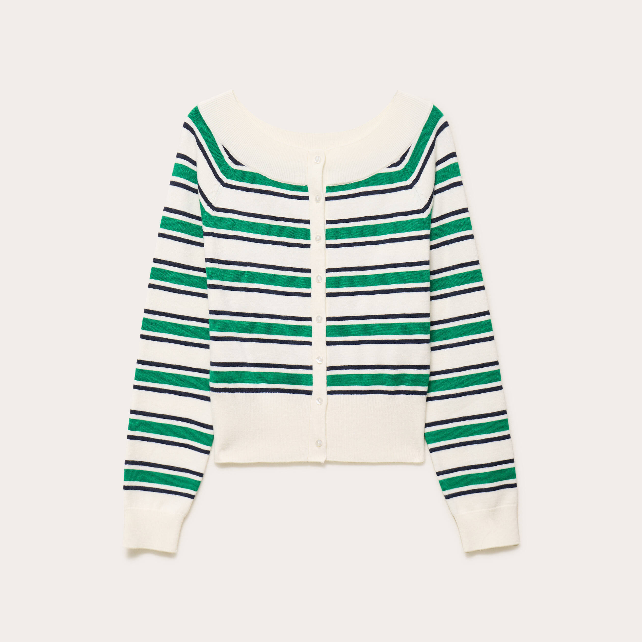 Gilet col bateau vert femme