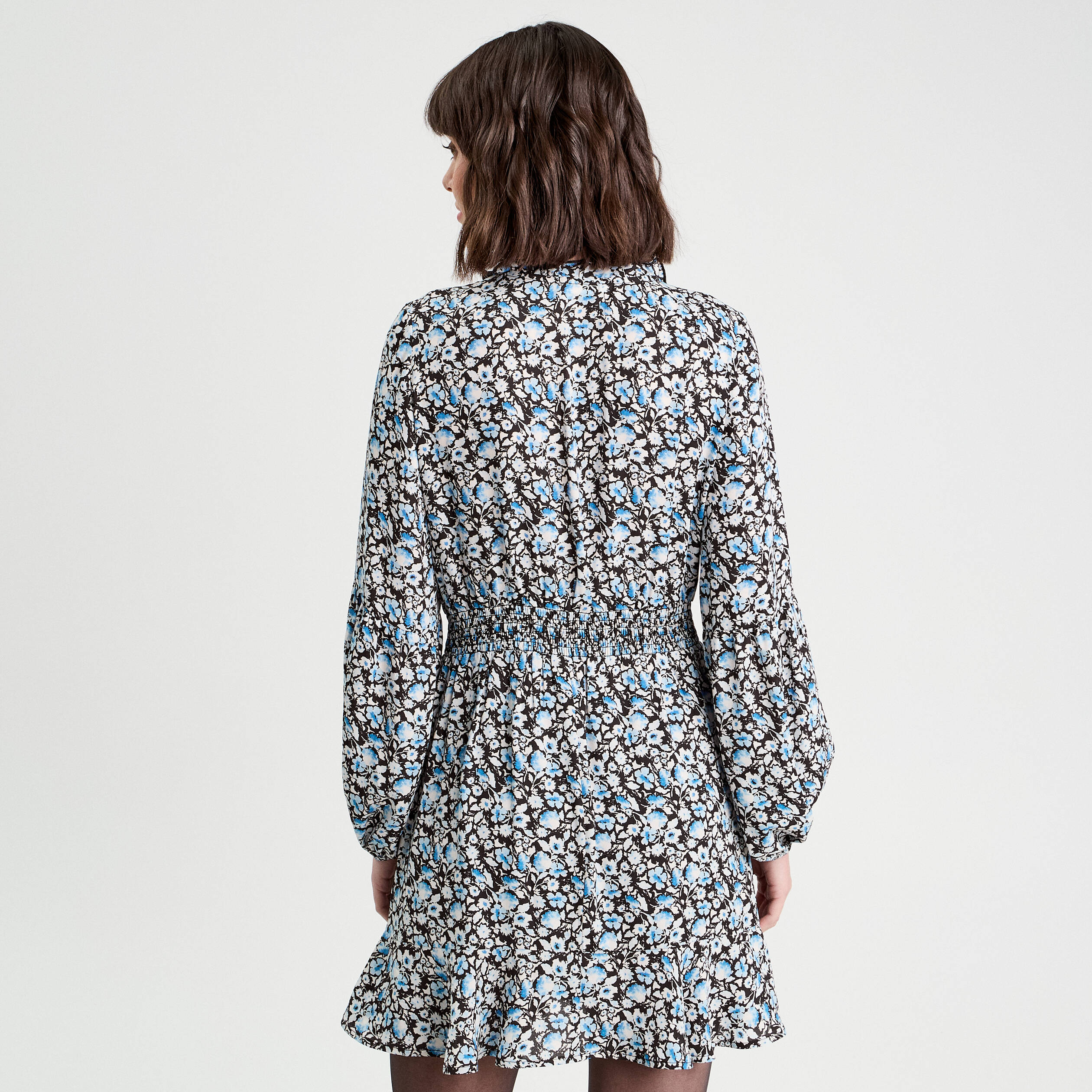 Robe &eacute;vas&eacute;e volant&eacute;e noir femme