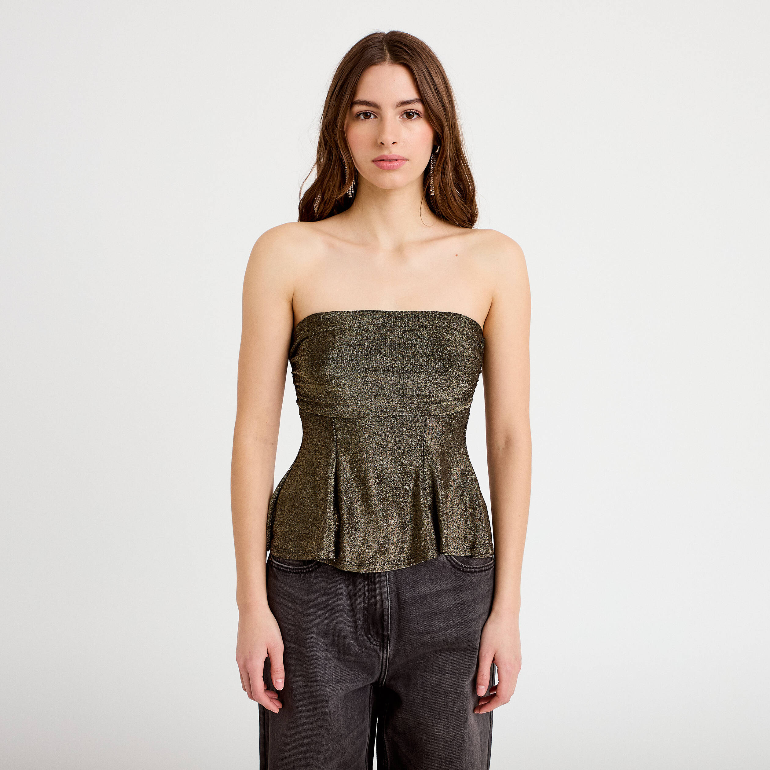 Bustier sans manches couleur or femme