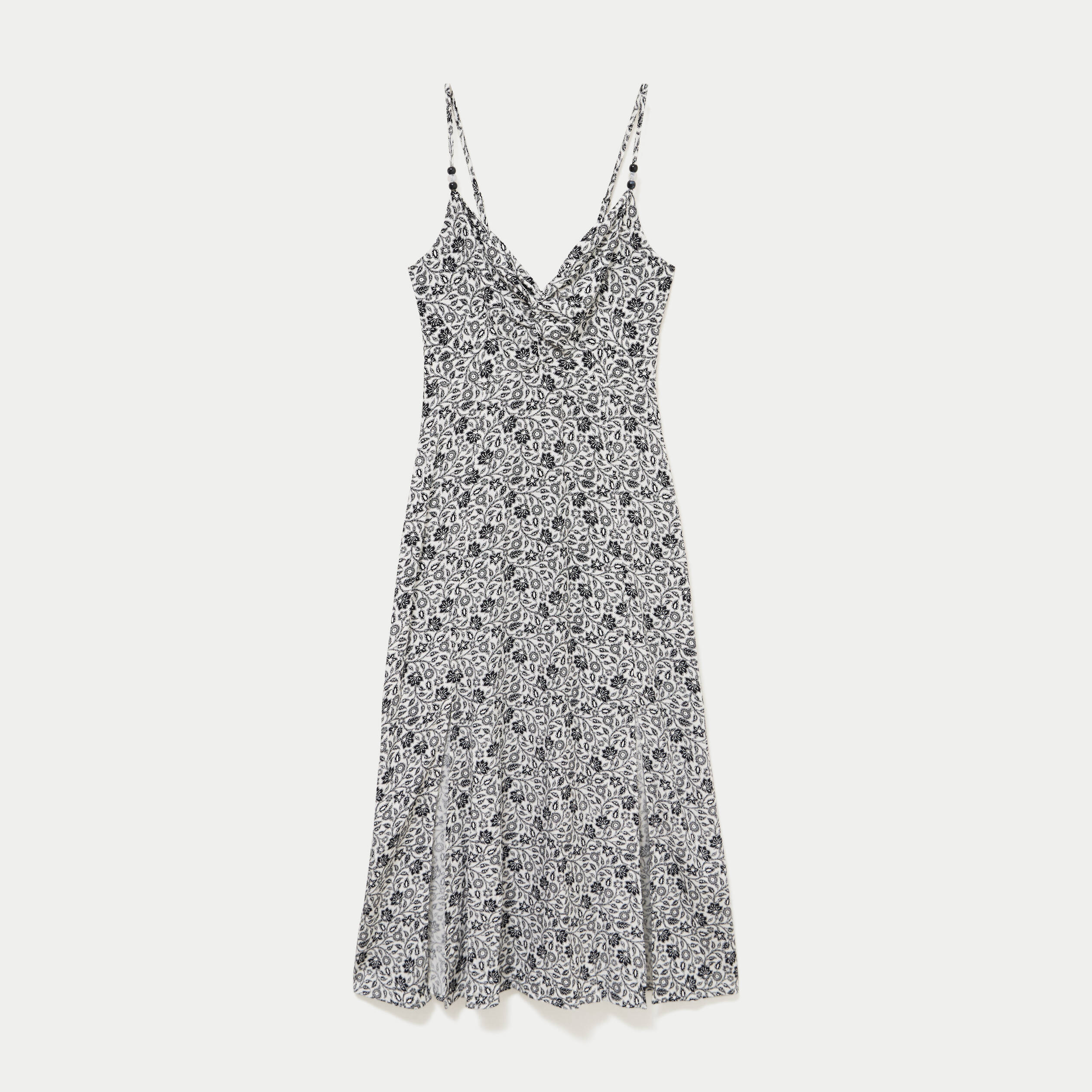 Robe longue d&eacute;collet&eacute; &agrave; fines bretelles blanc femme