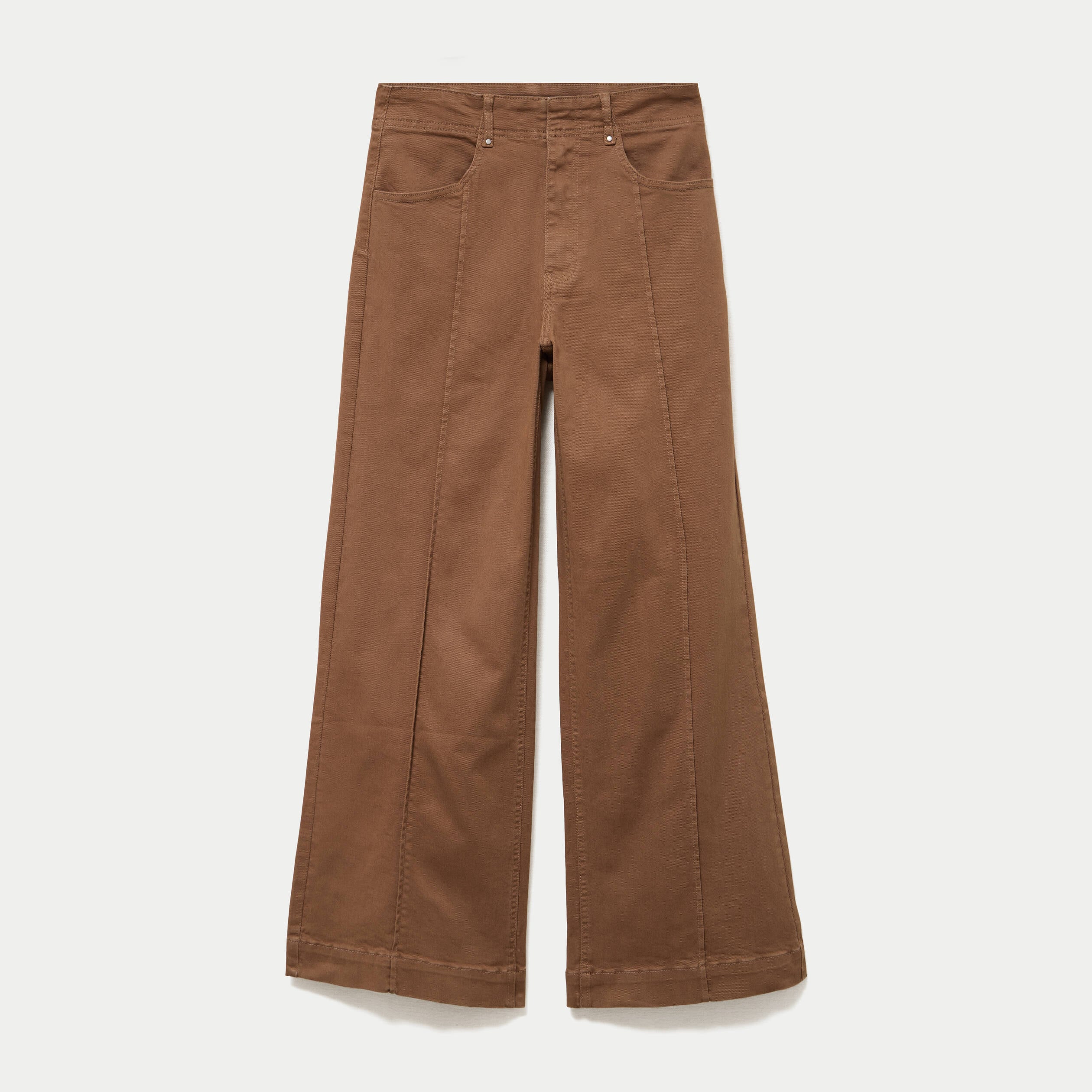 Pantalon bootcut taille basse en jean marron femme