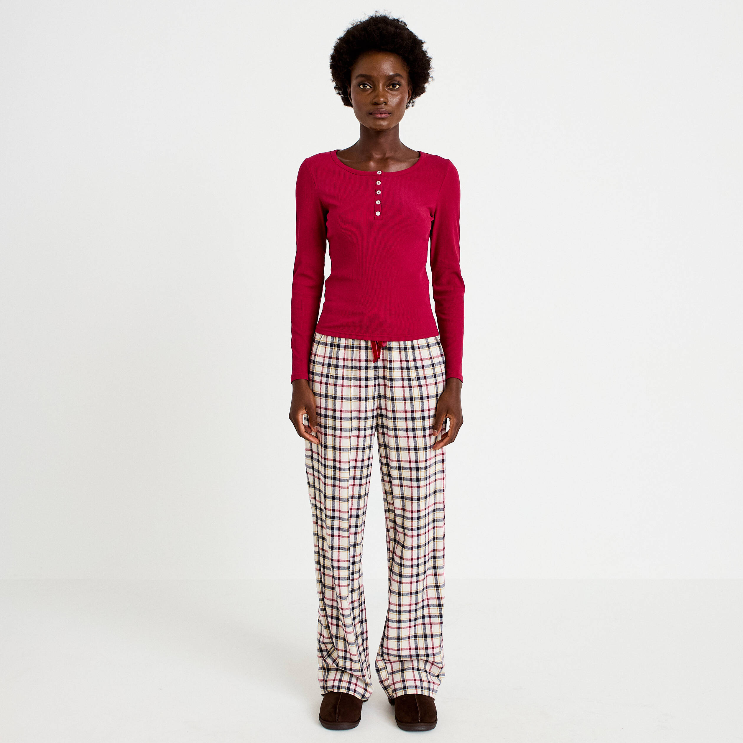 Lot de 2 pyjamas manches longues rouge femme
