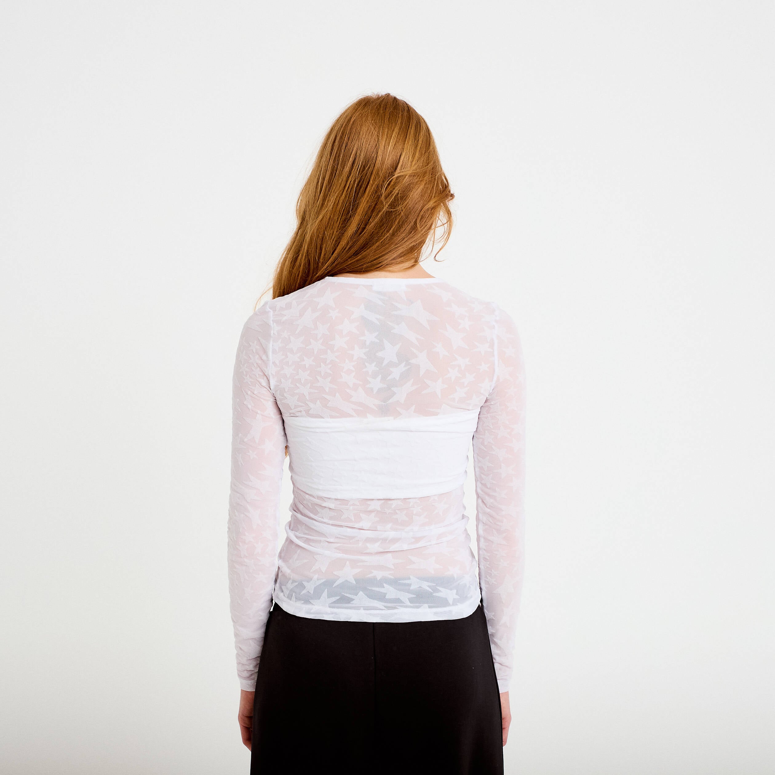T-shirt ajust&eacute; manches longues blanc femme