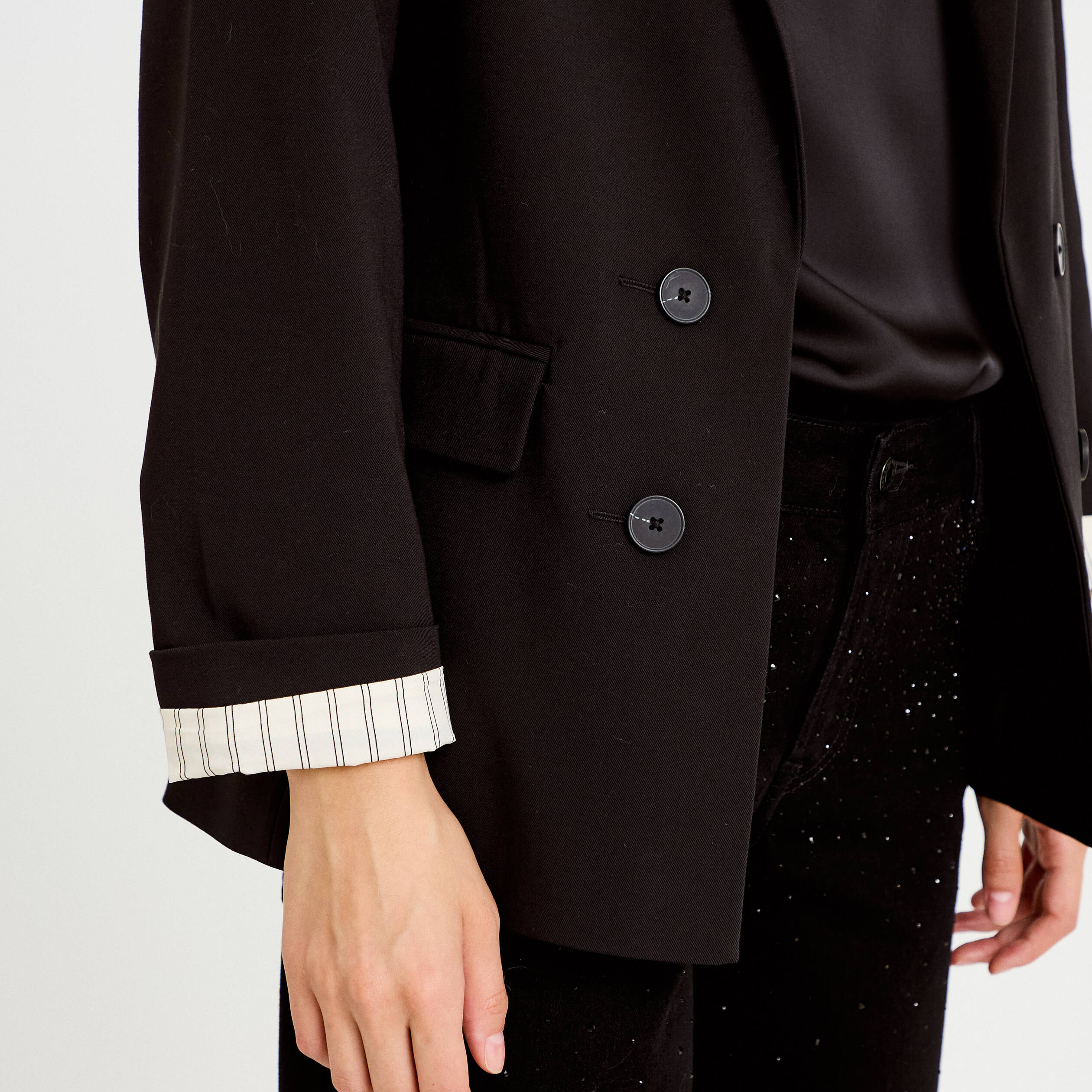 Blazer ajust&eacute; manches longues noir femme