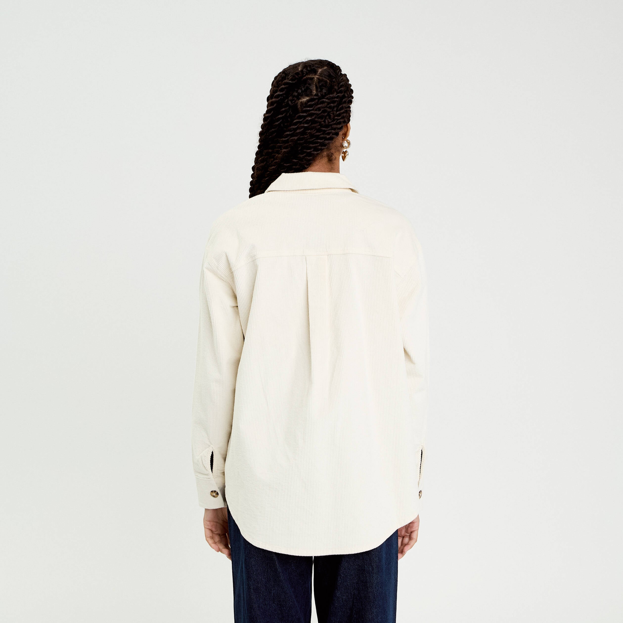 Chemise oversize en velours ivoire femme