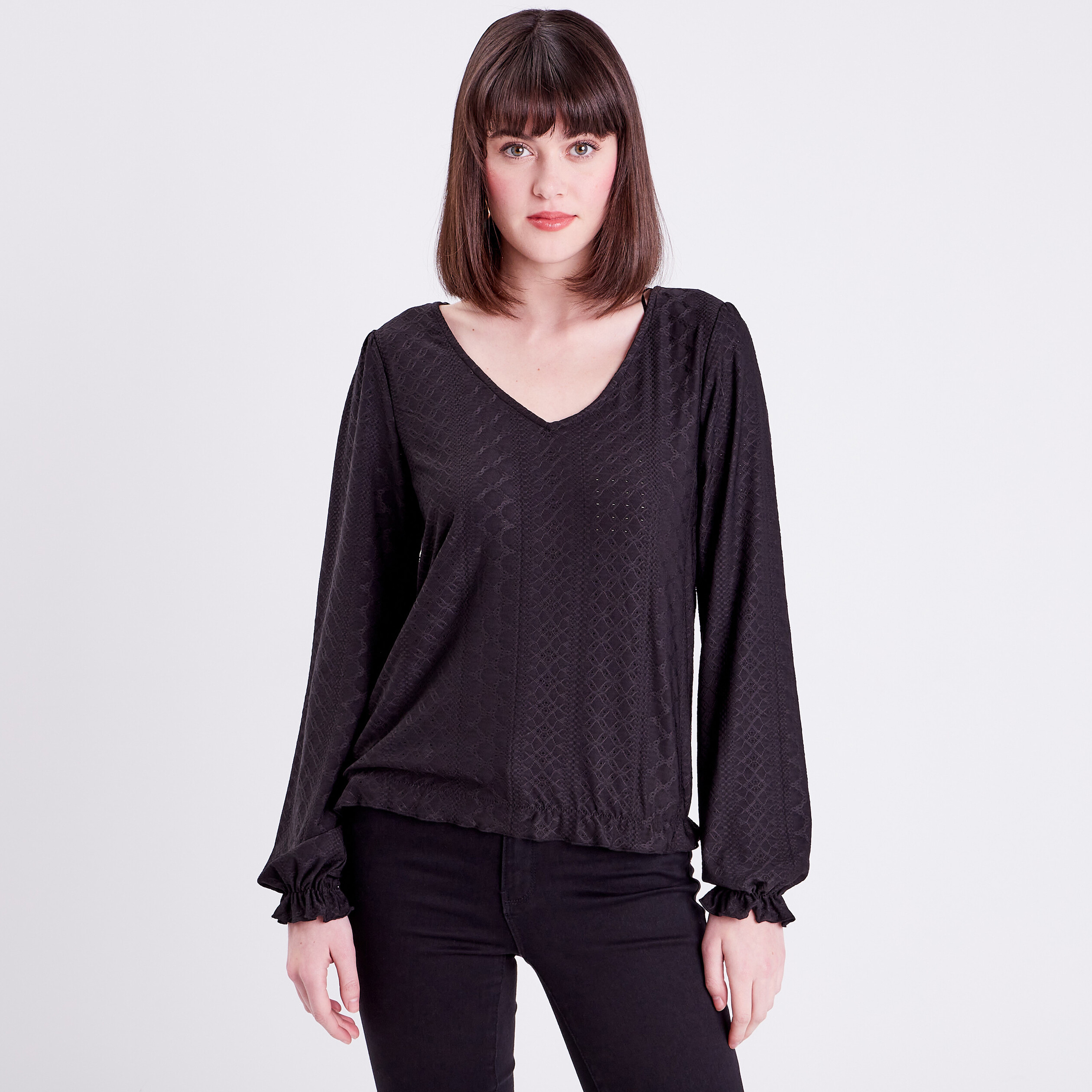 Urban Classics Ladies Double Layer Mesh L/s, T-Shirt À Manches Longues Femme, Noir (Black 00007), X-Small