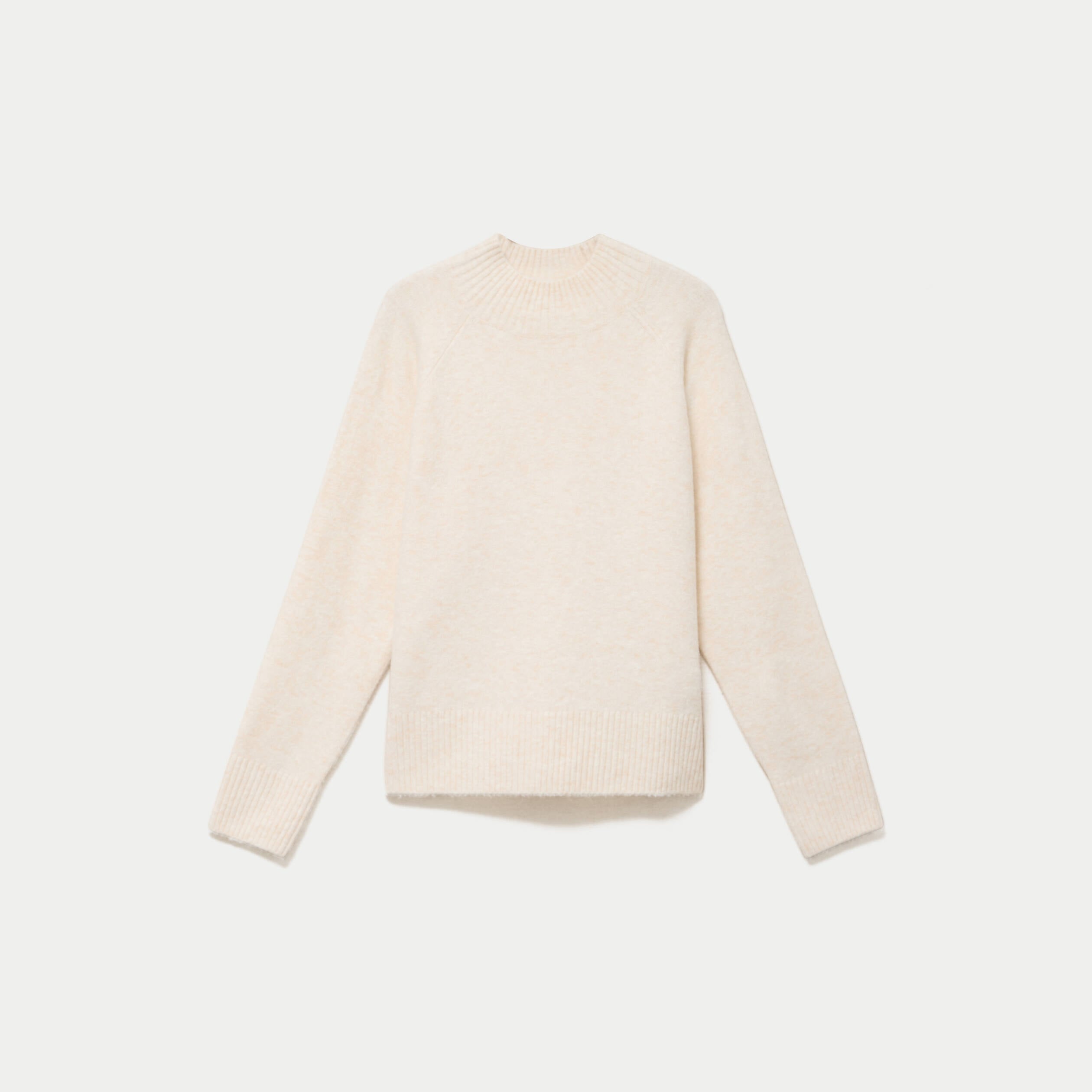 Pull col montant manches longues ecru femme