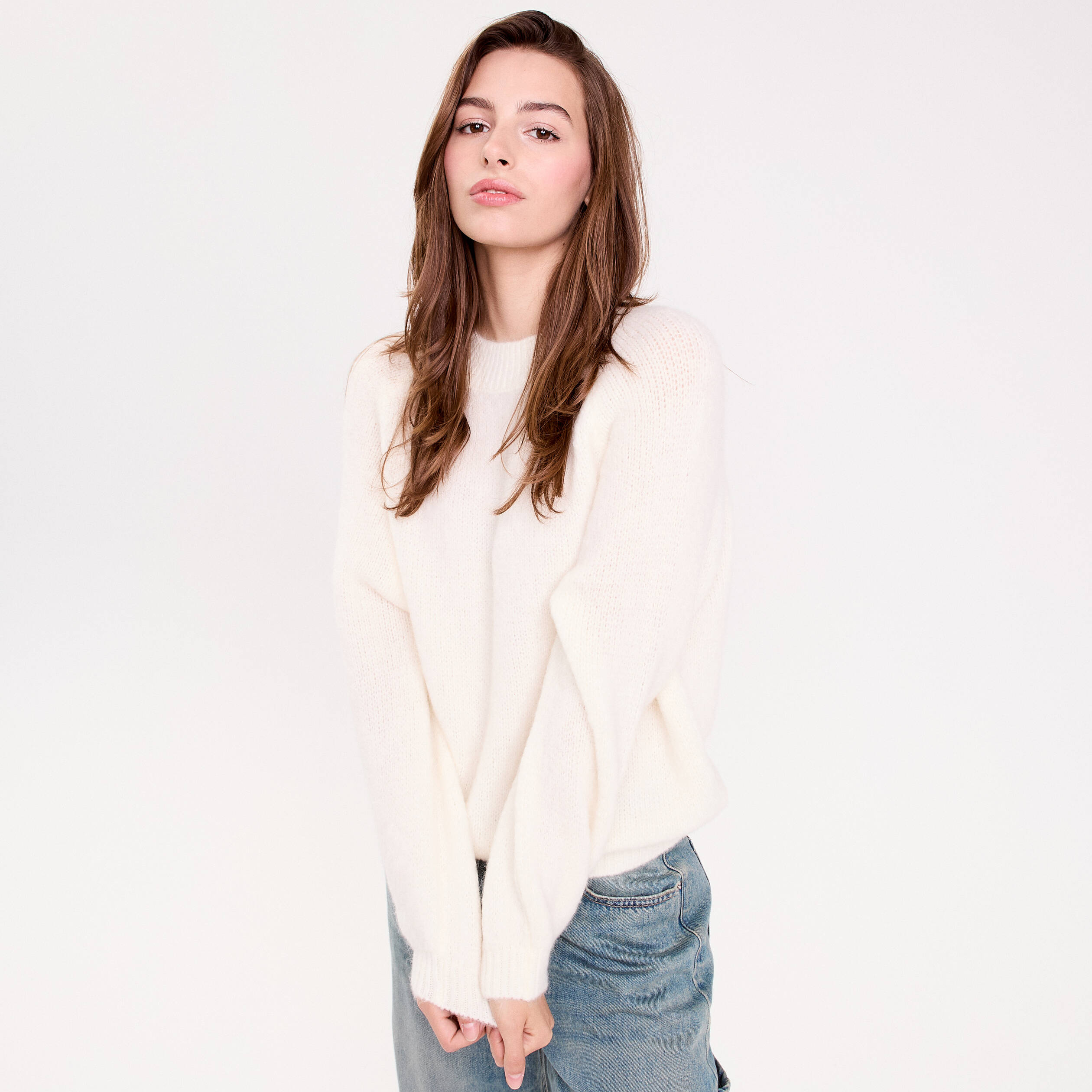 Pull manches longues ecru femme