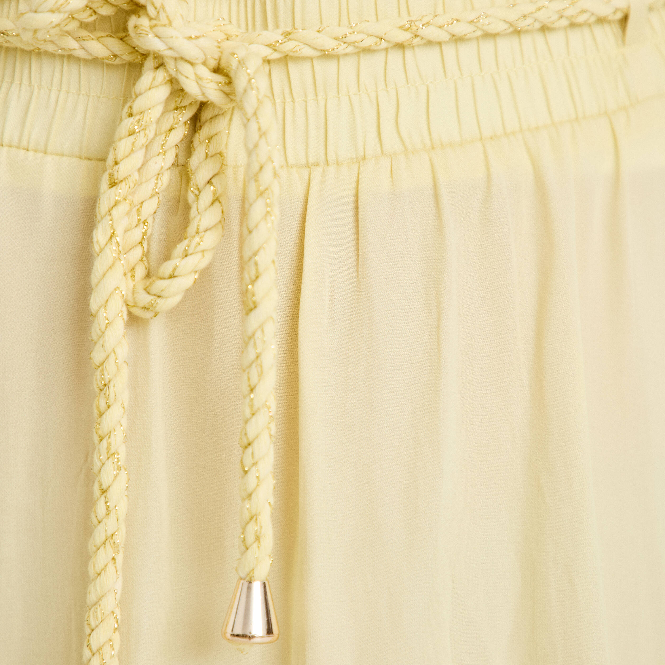 Jupe longue &eacute;vas&eacute;e satin jaune clair femme
