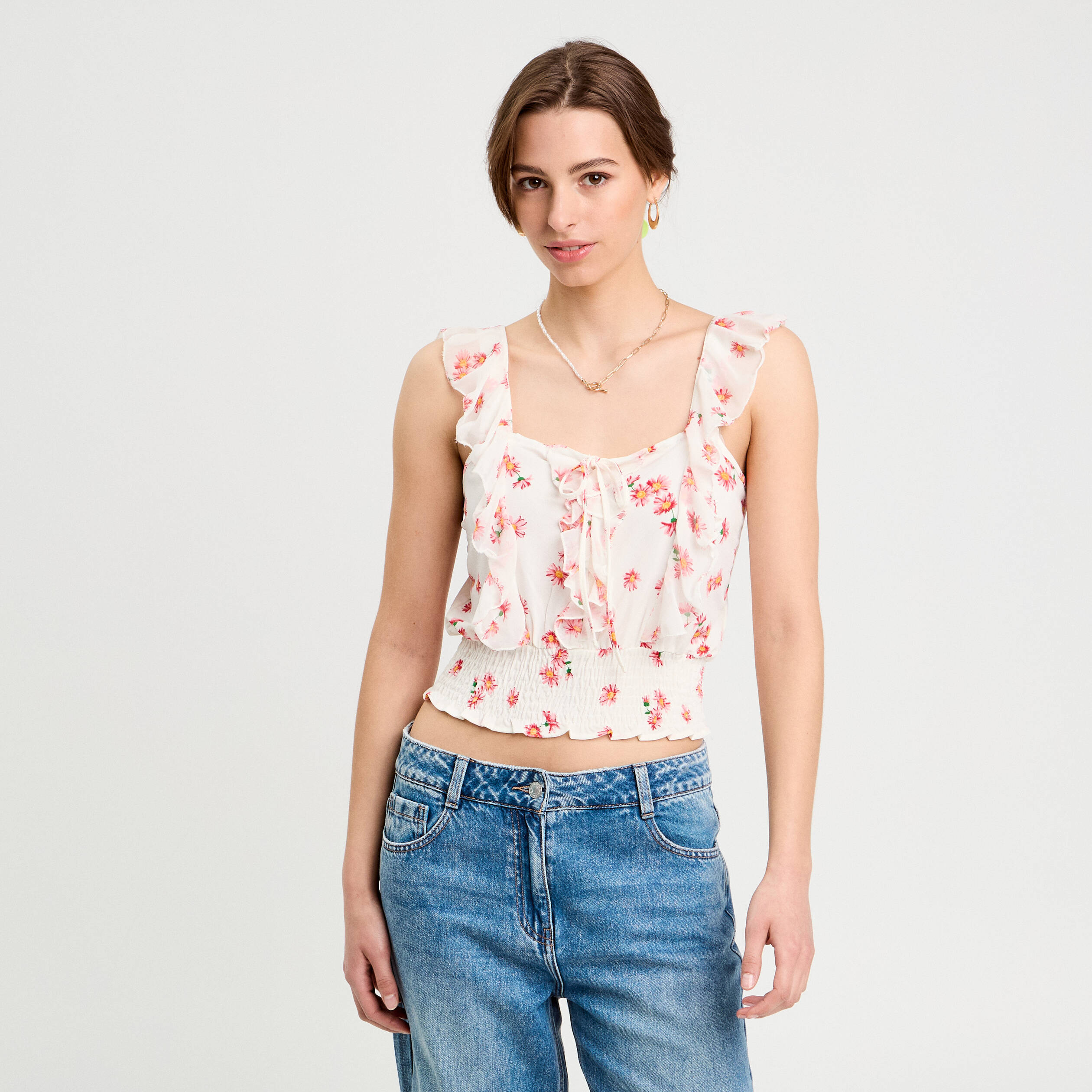 Blouse sans manches blanc femme