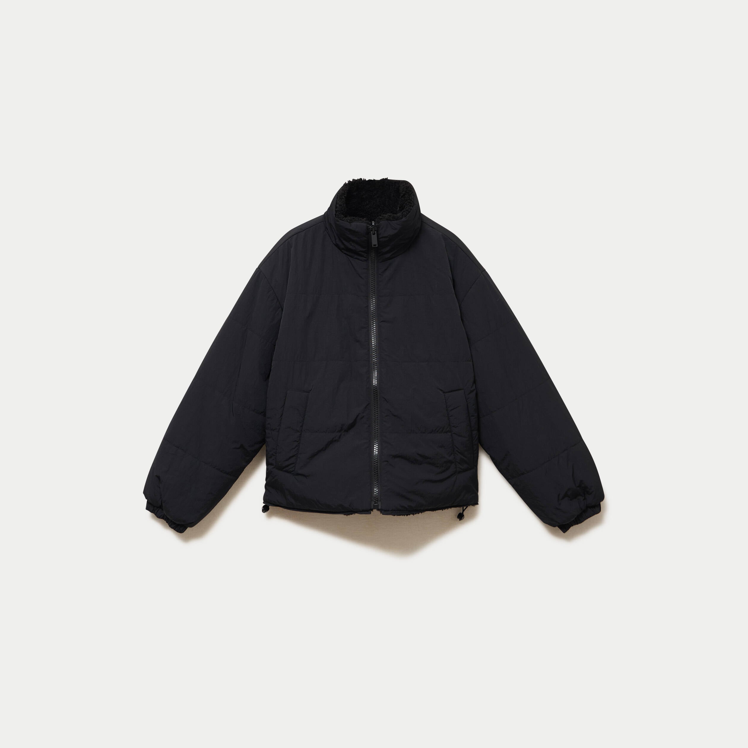 Doudoune r&eacute;versible effet polaire noir femme
