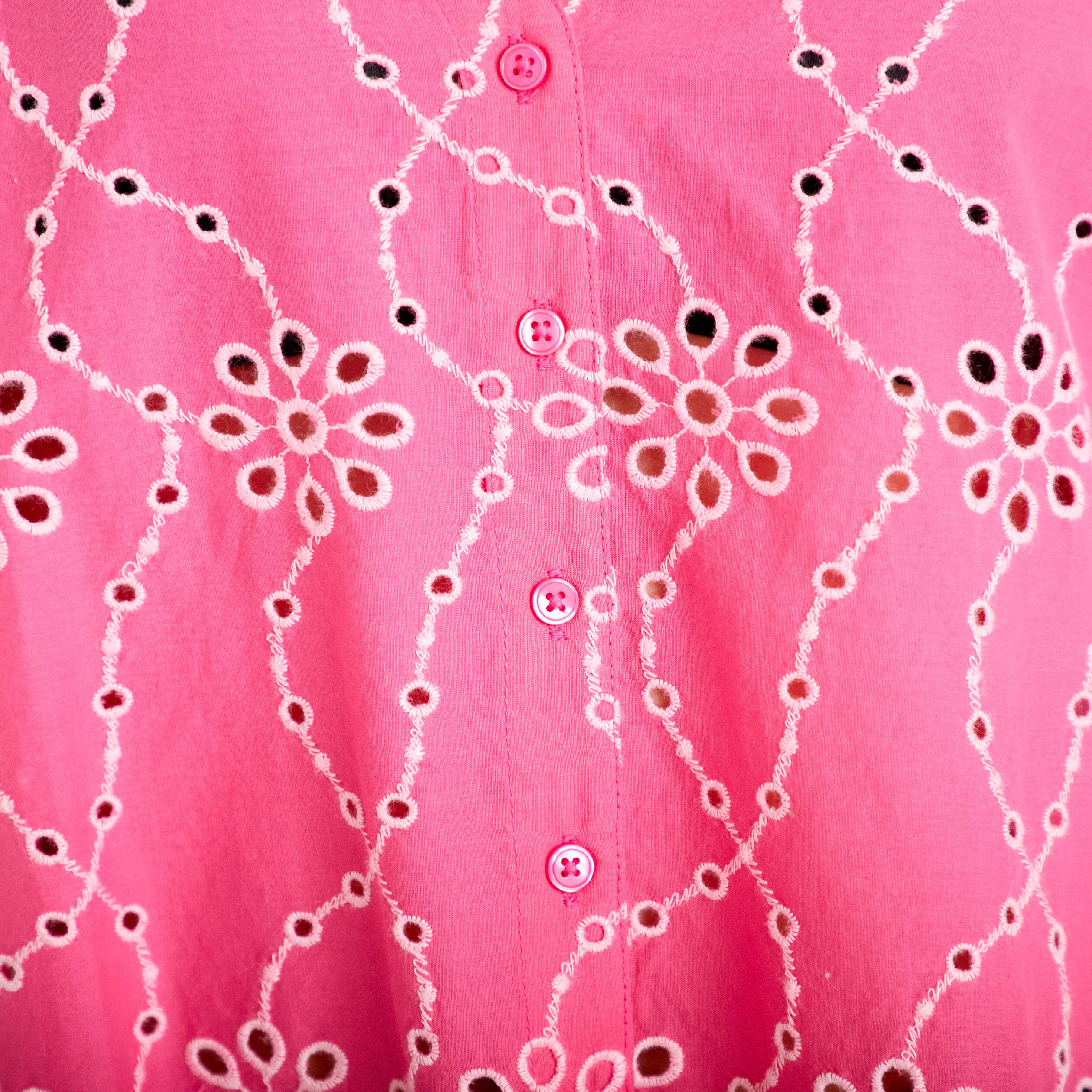 Blouse broderie anglaise rose fushia femme