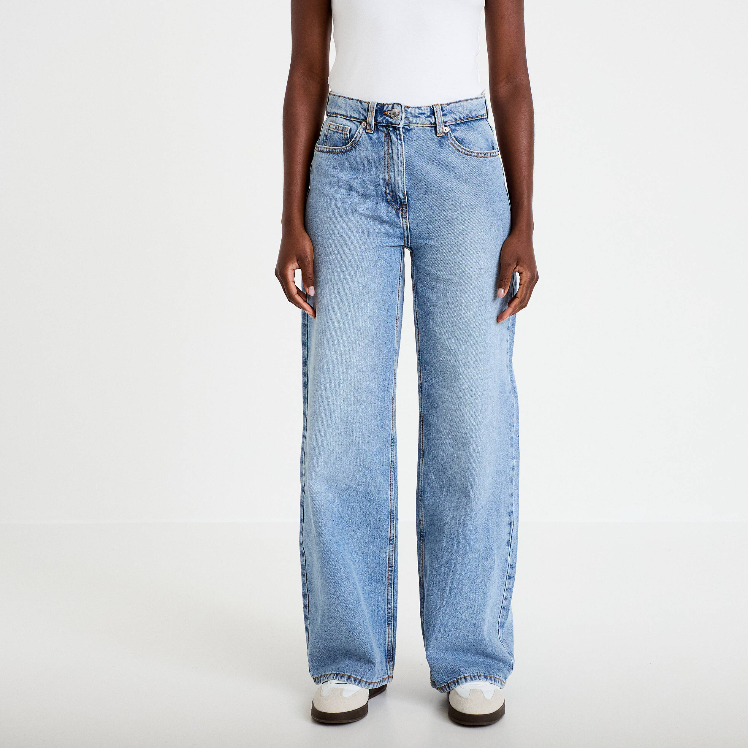 Jeans wide leg taille haute denim double stone femme