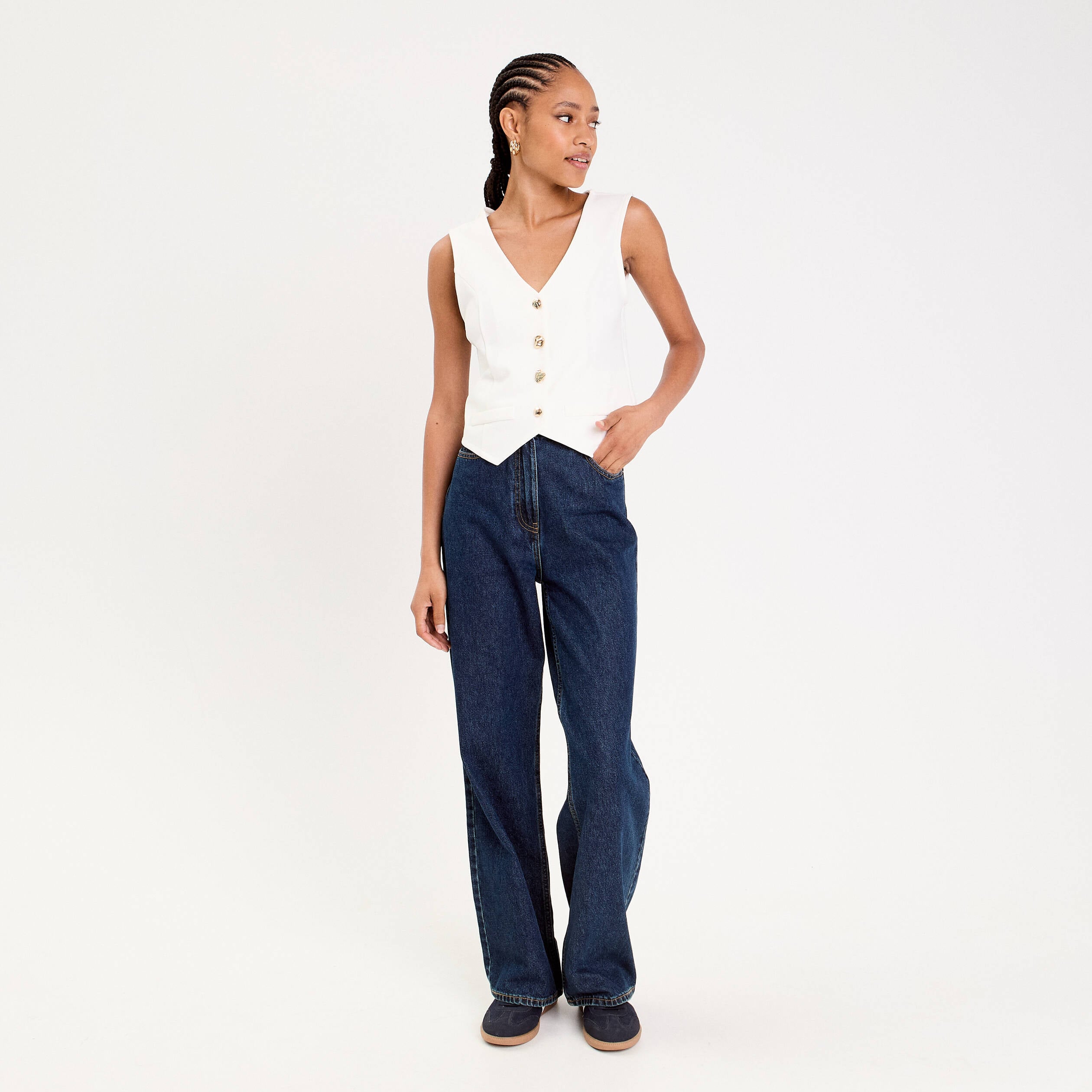 Gilet sans manches blanc femme