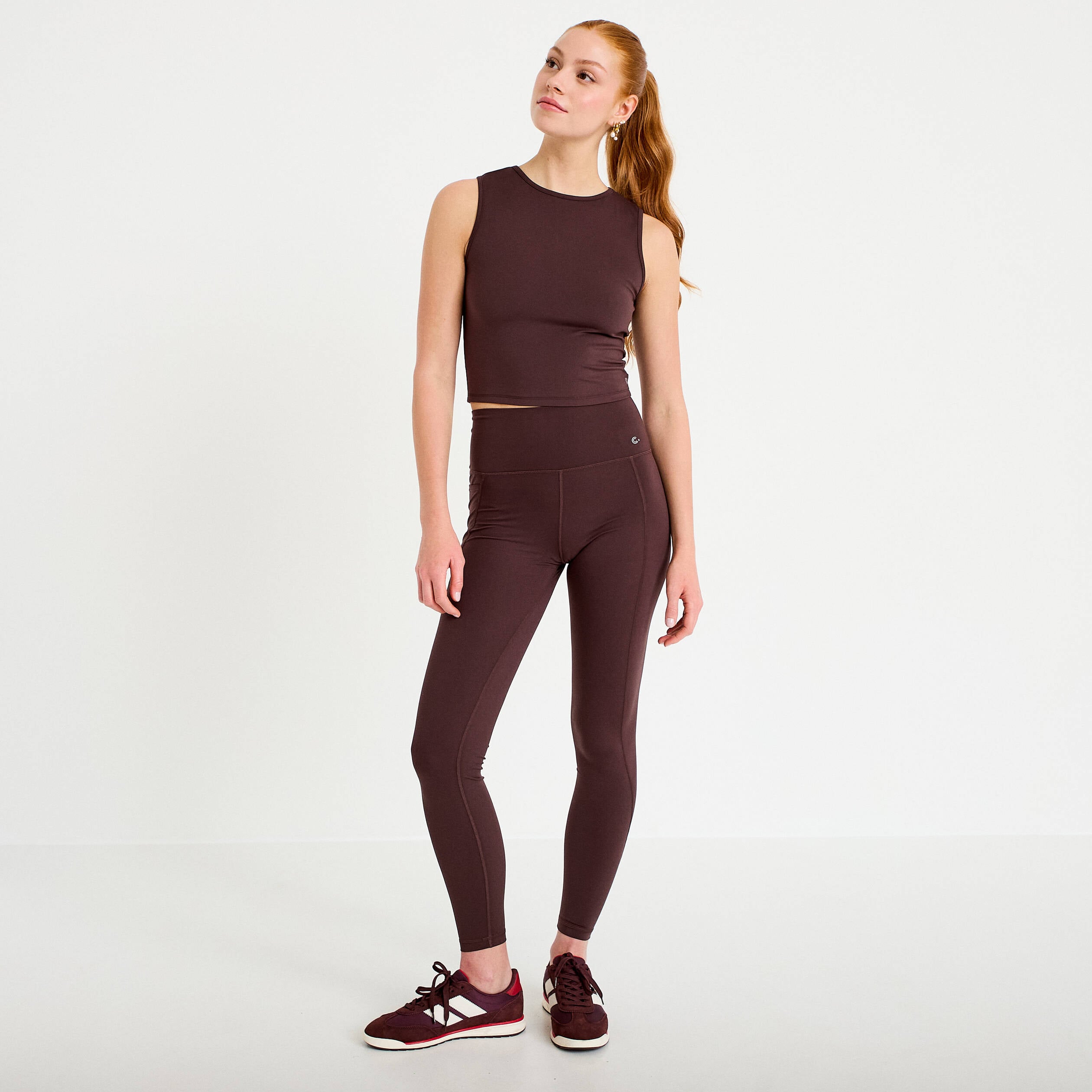 Legging taille haute marron fonc&eacute; femme