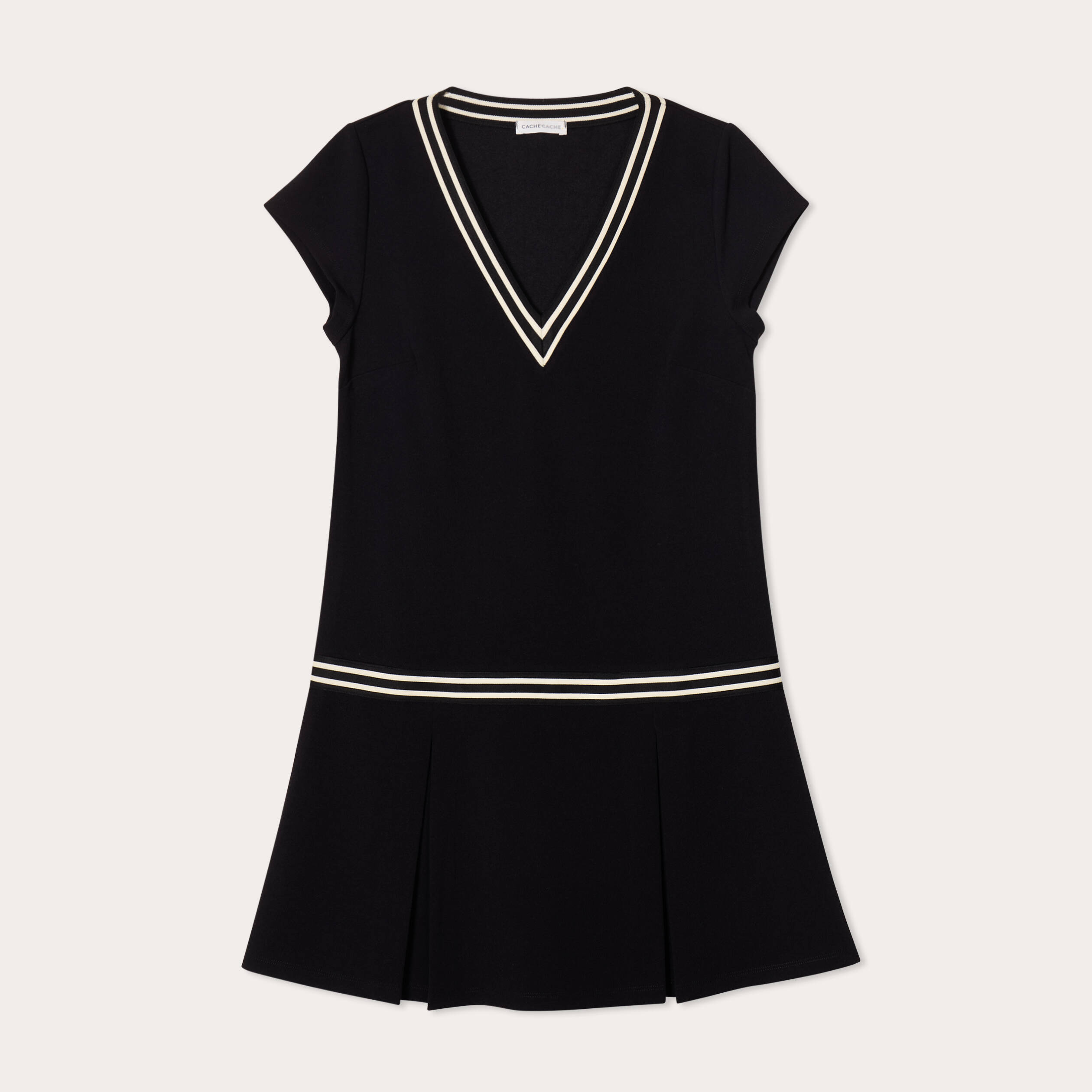 Robe &eacute;vas&eacute;e avec bandes noir femme