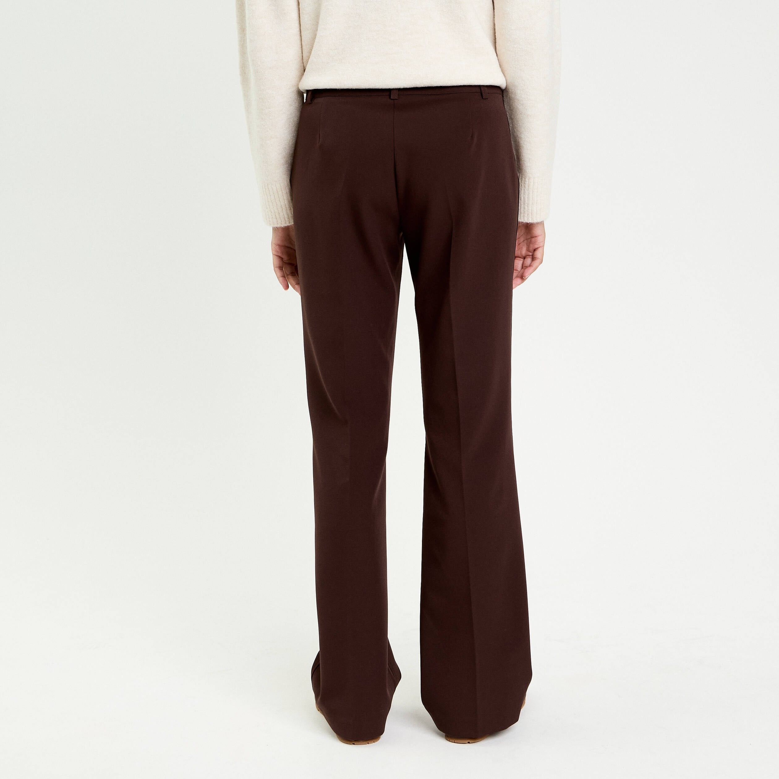 Pantalon flare marron fonc&eacute; femme