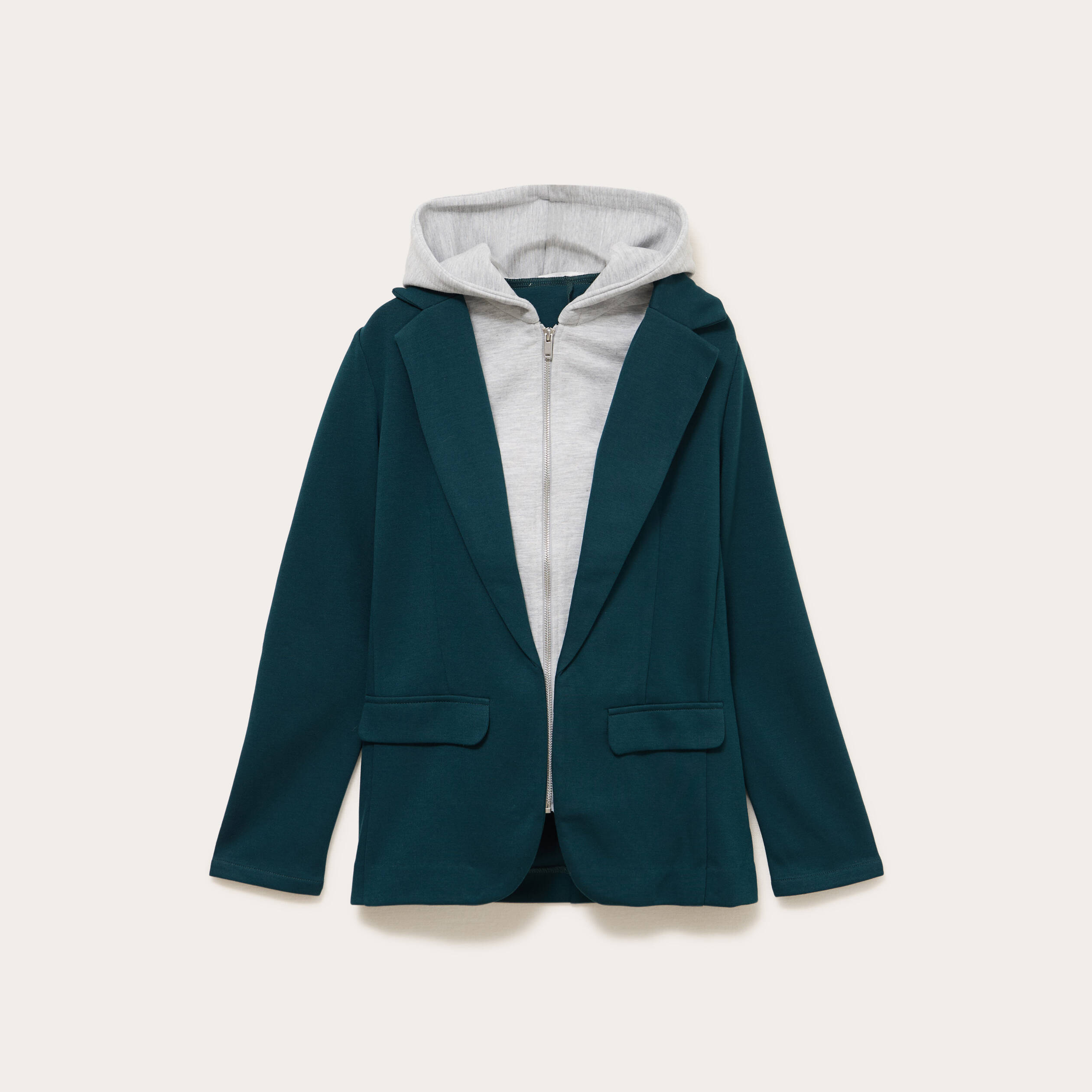 Veste blazer 2-en-1 gilet vert fonc&eacute; femme