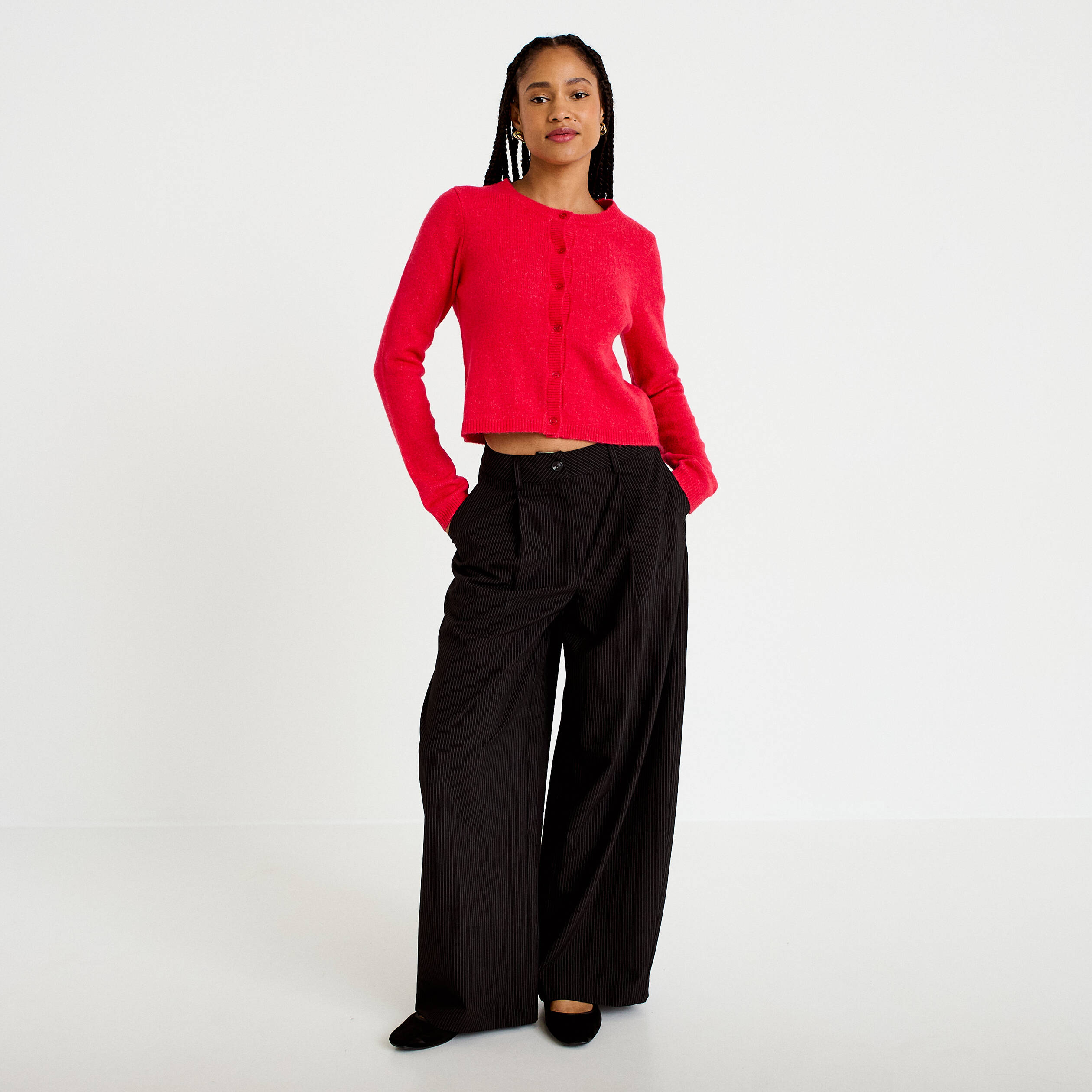 Pantalon bootcut taille standard noir femme
