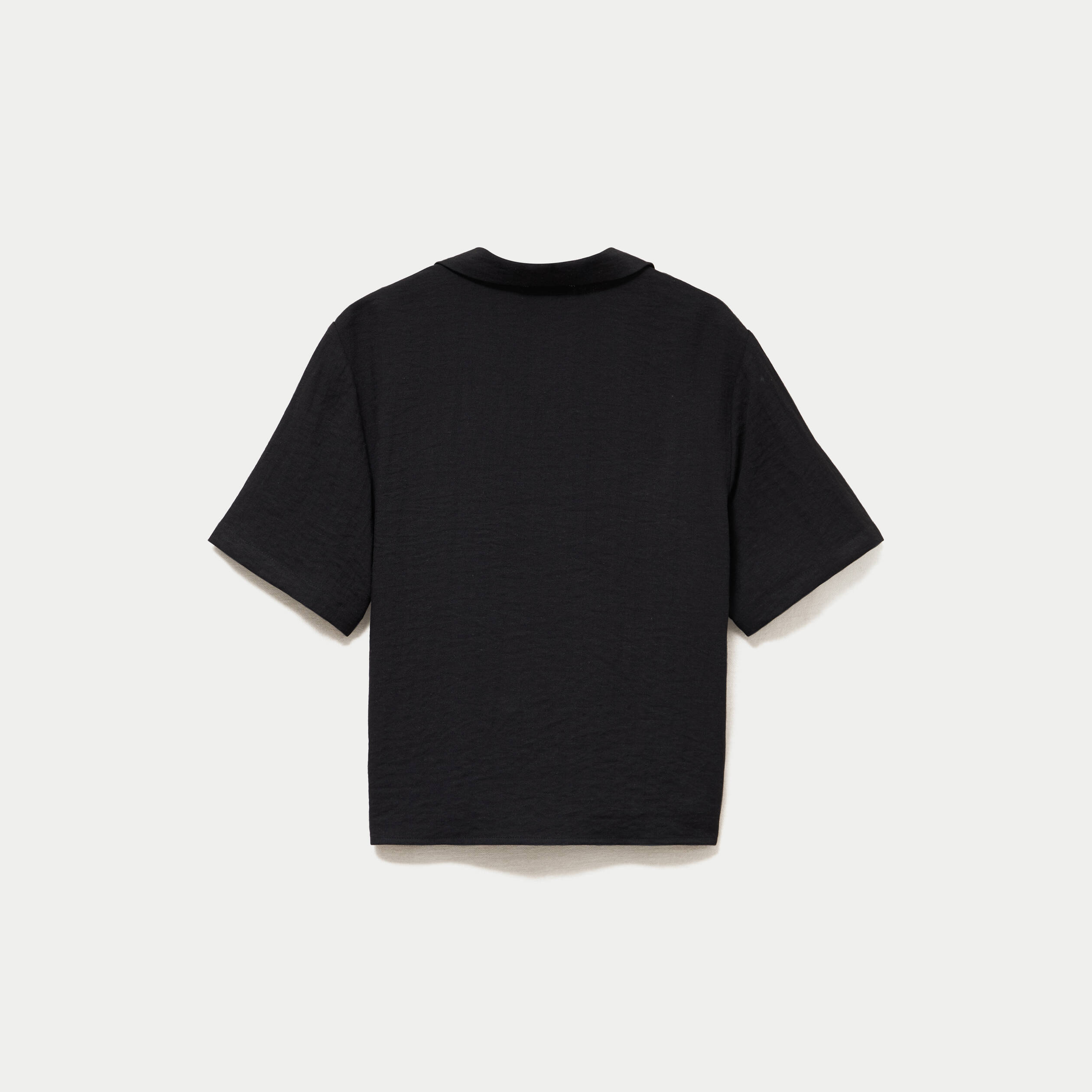 Chemise droite pliss&eacute;e manches courtes noir femme