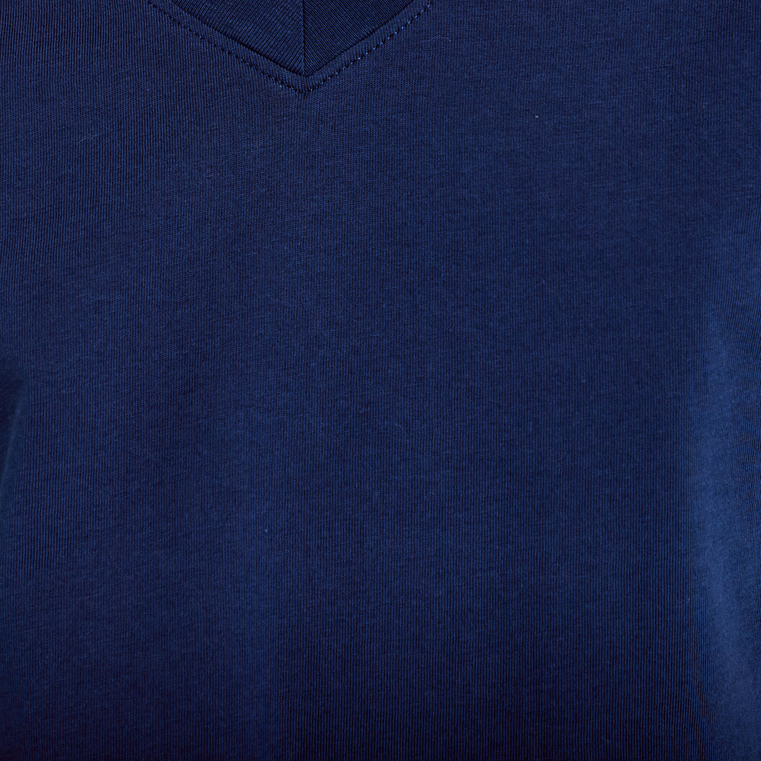 T-shirt col v manches courtes bleu fonc&eacute; femme