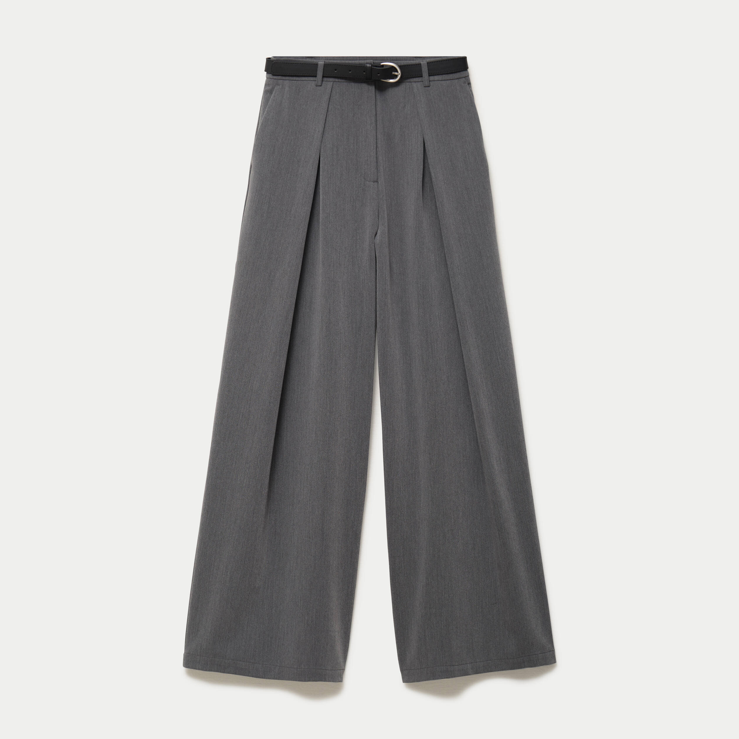 Pantalon bootcut ceinture amovible gris clair femme