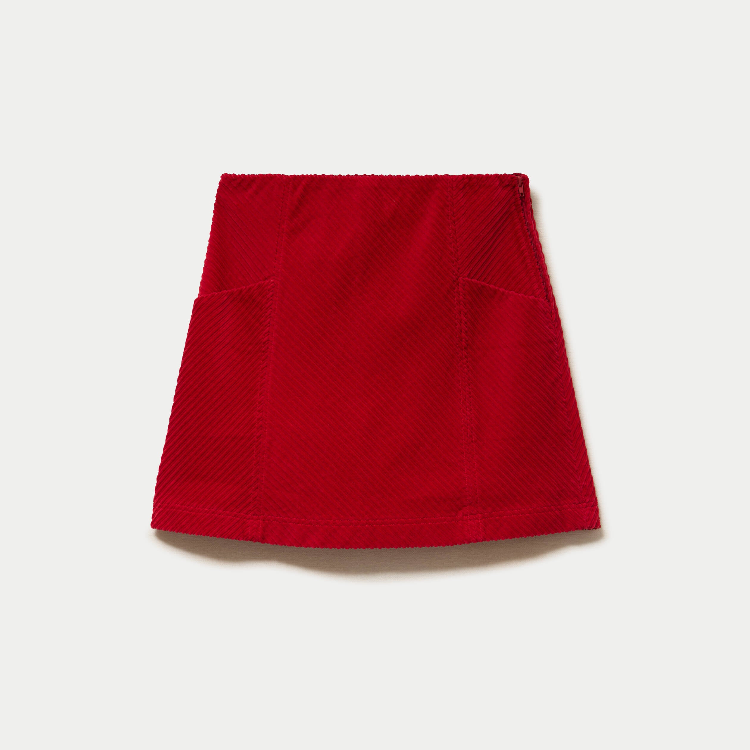 Jupe trap&egrave;ze en velours rouge femme