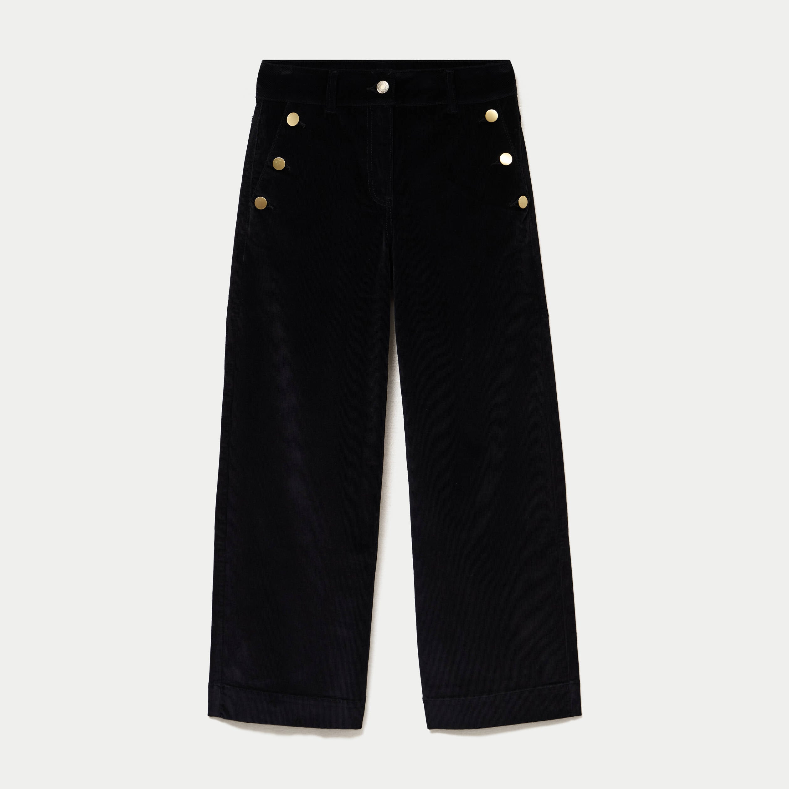 Pantalon taille haute velours noir femme