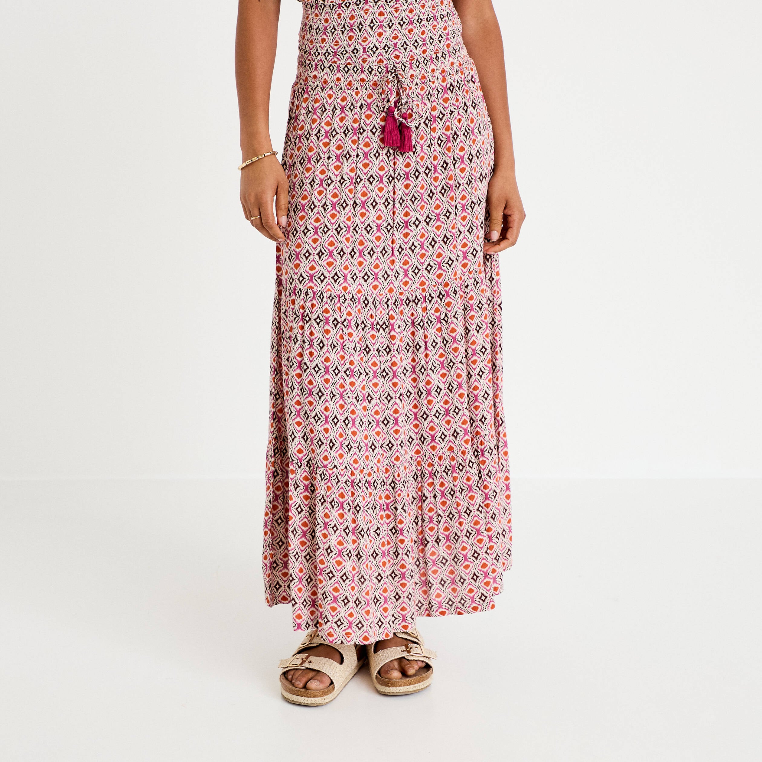 Jupon long &eacute;vas&eacute; blanc femme