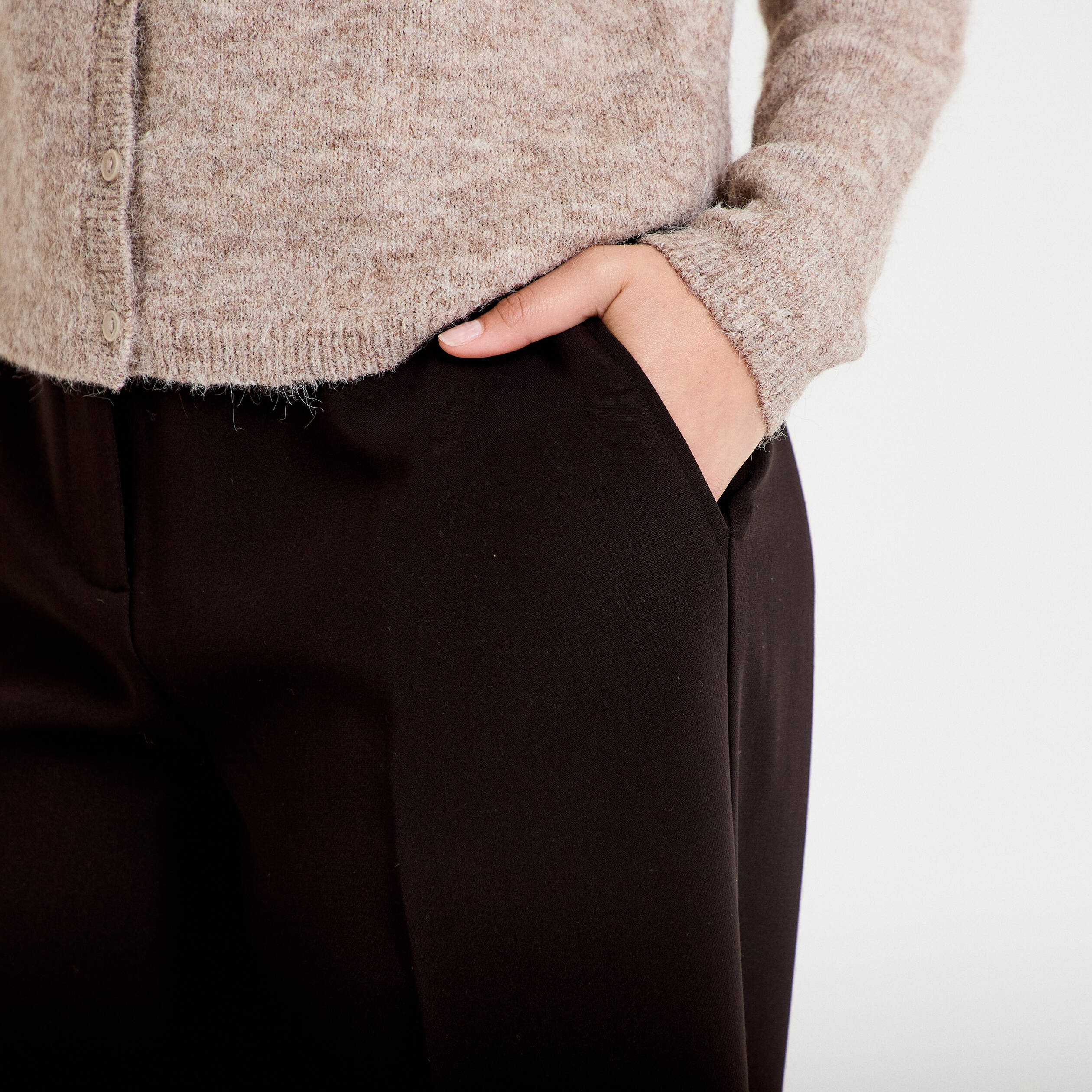Pantalon city large noir femme