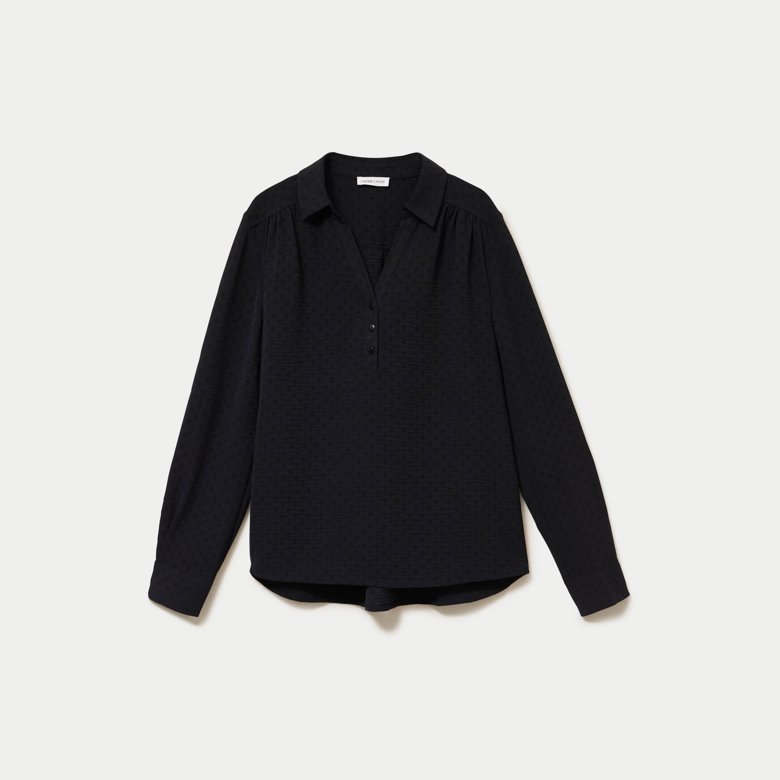 Blouse droite manches longues noir femme