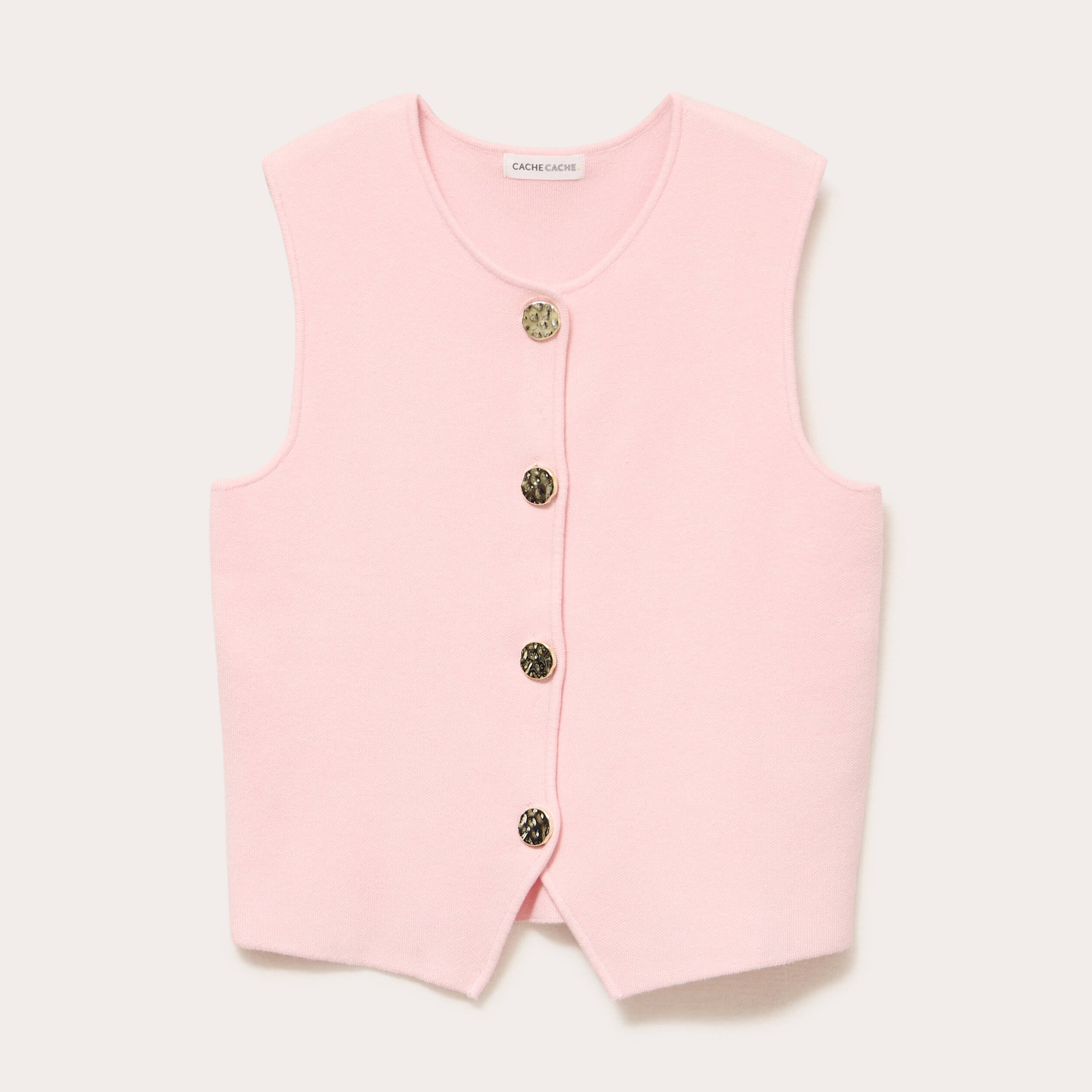 Gilet sans manches cropped rose clair femme