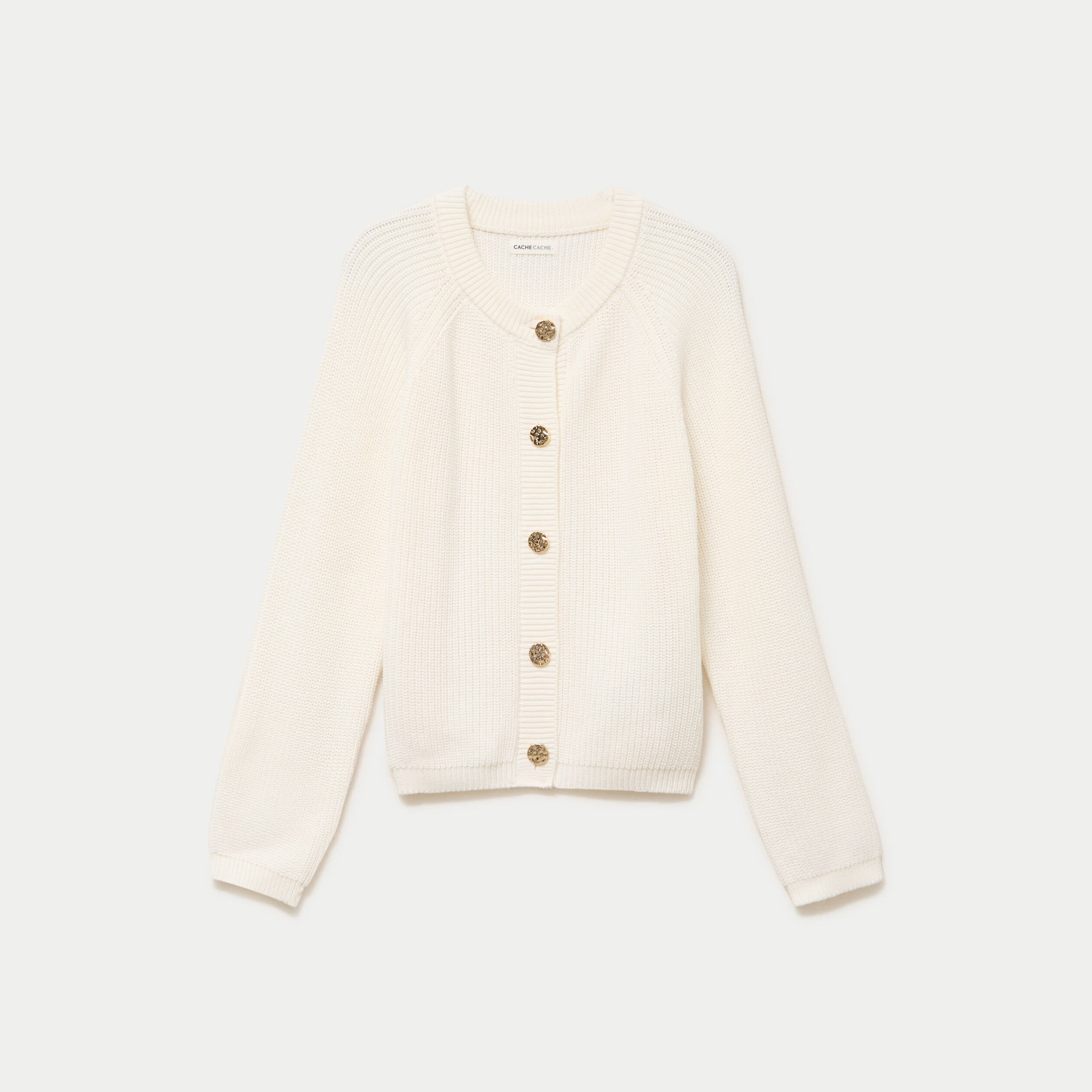 Gilet manches longues ecru femme