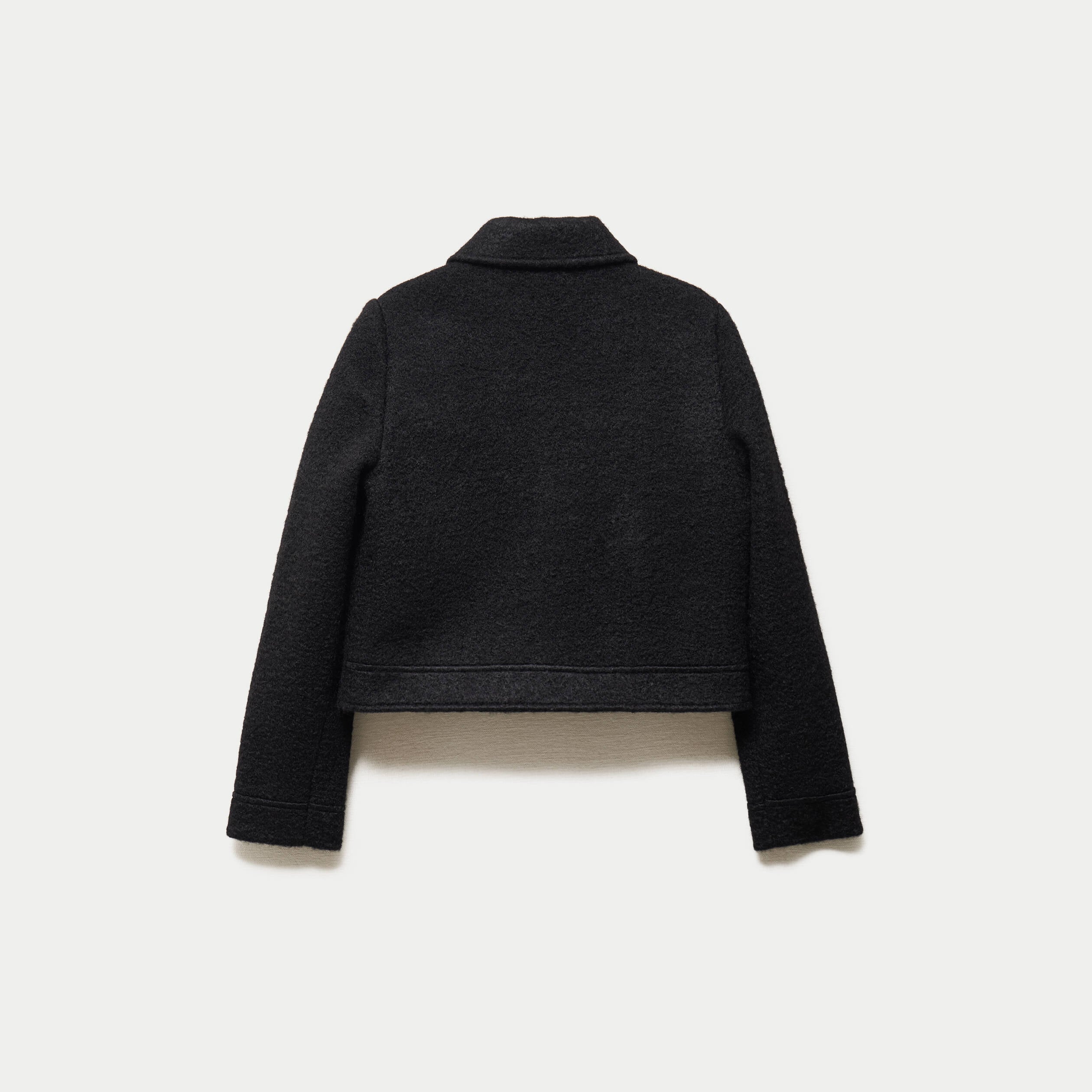 Veste cropped en bouclette noir femme