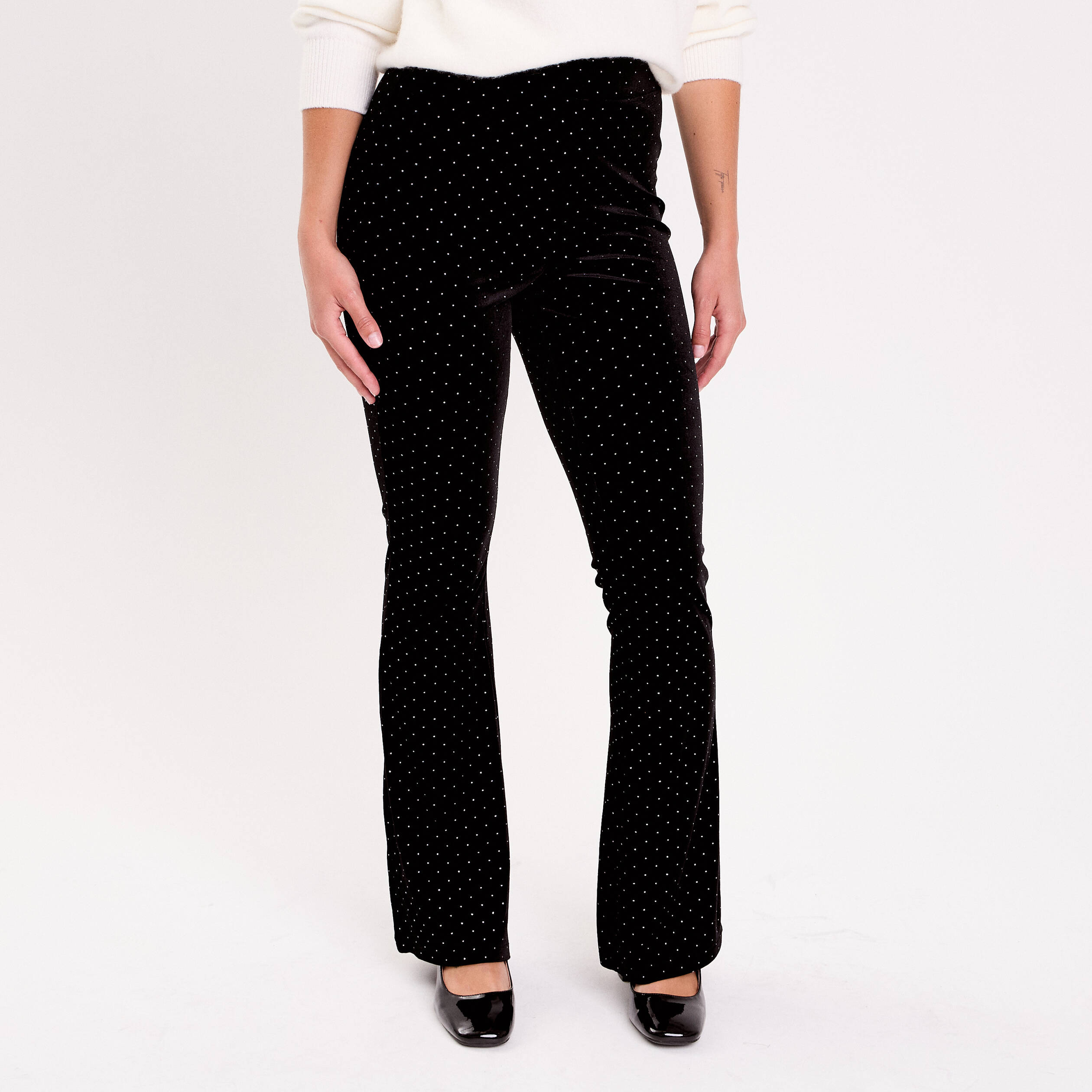 Pantalon bootcut en velours noir femme