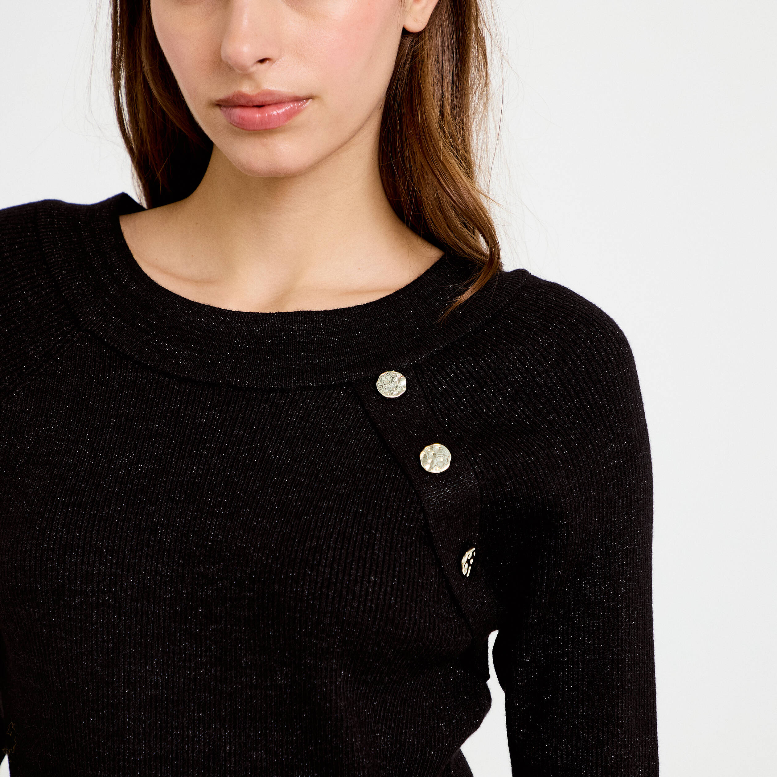 Robe pull ajust&eacute;e manches longues noir femme