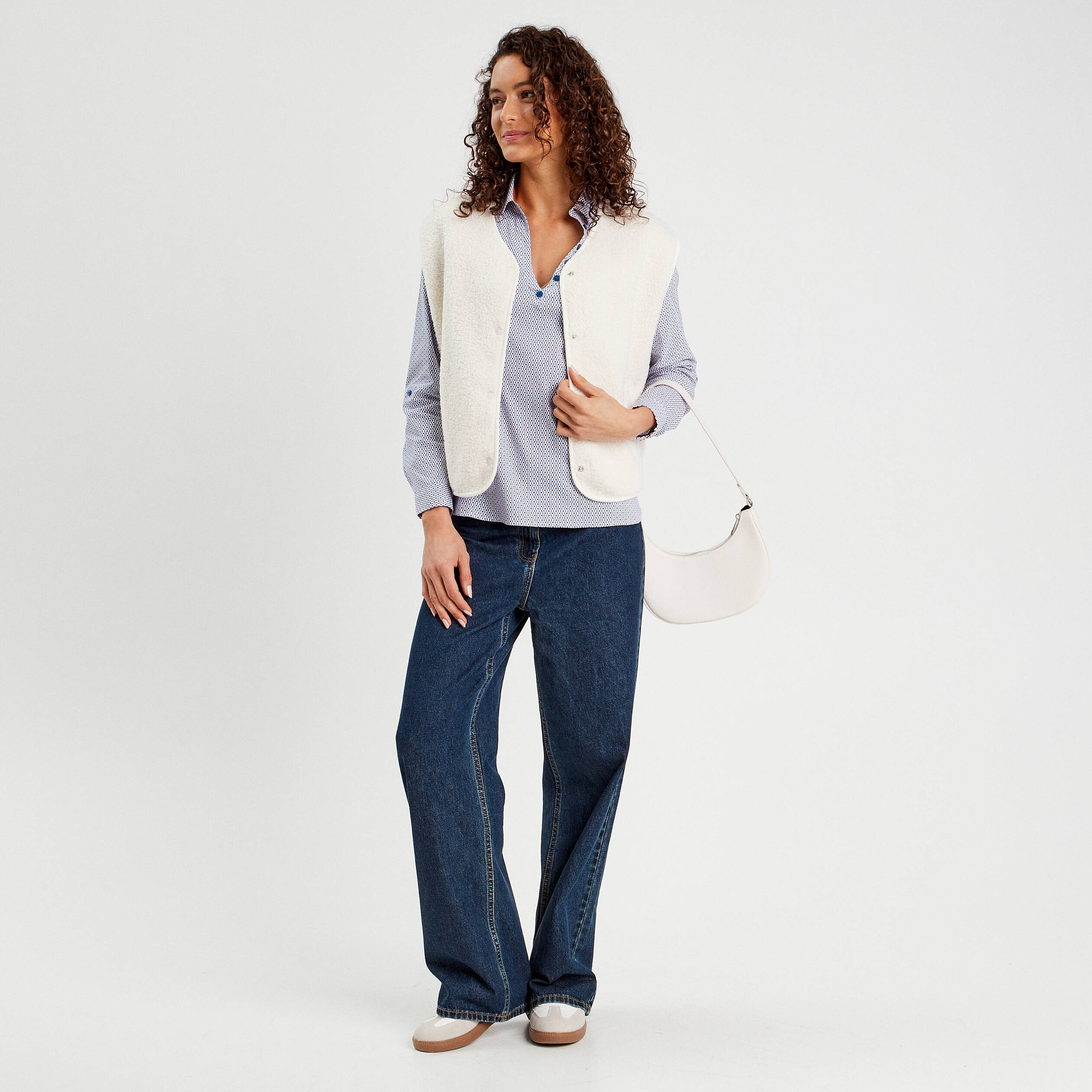 Blouse manches longues bleu femme
