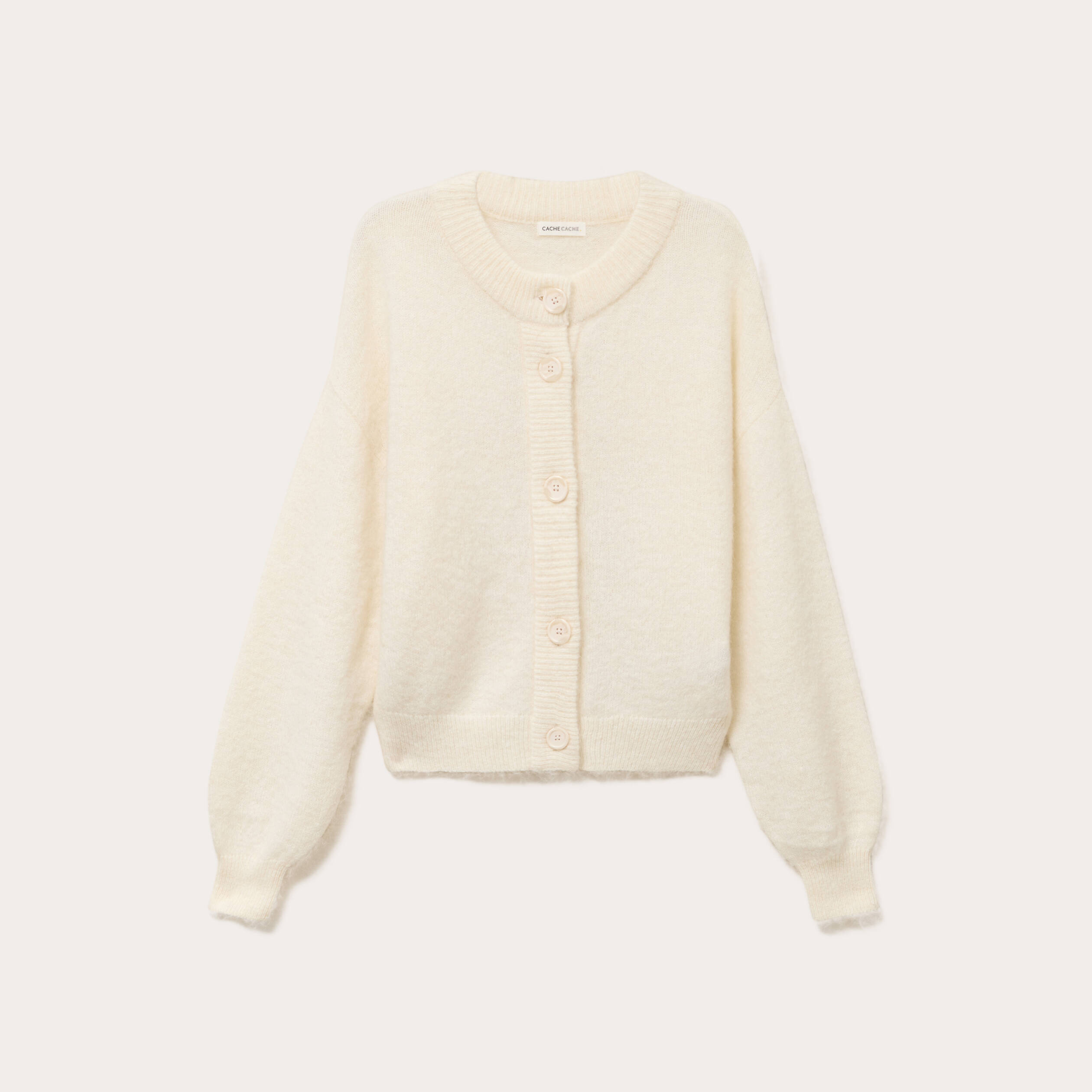 Gilet boutonn&eacute; ecru femme