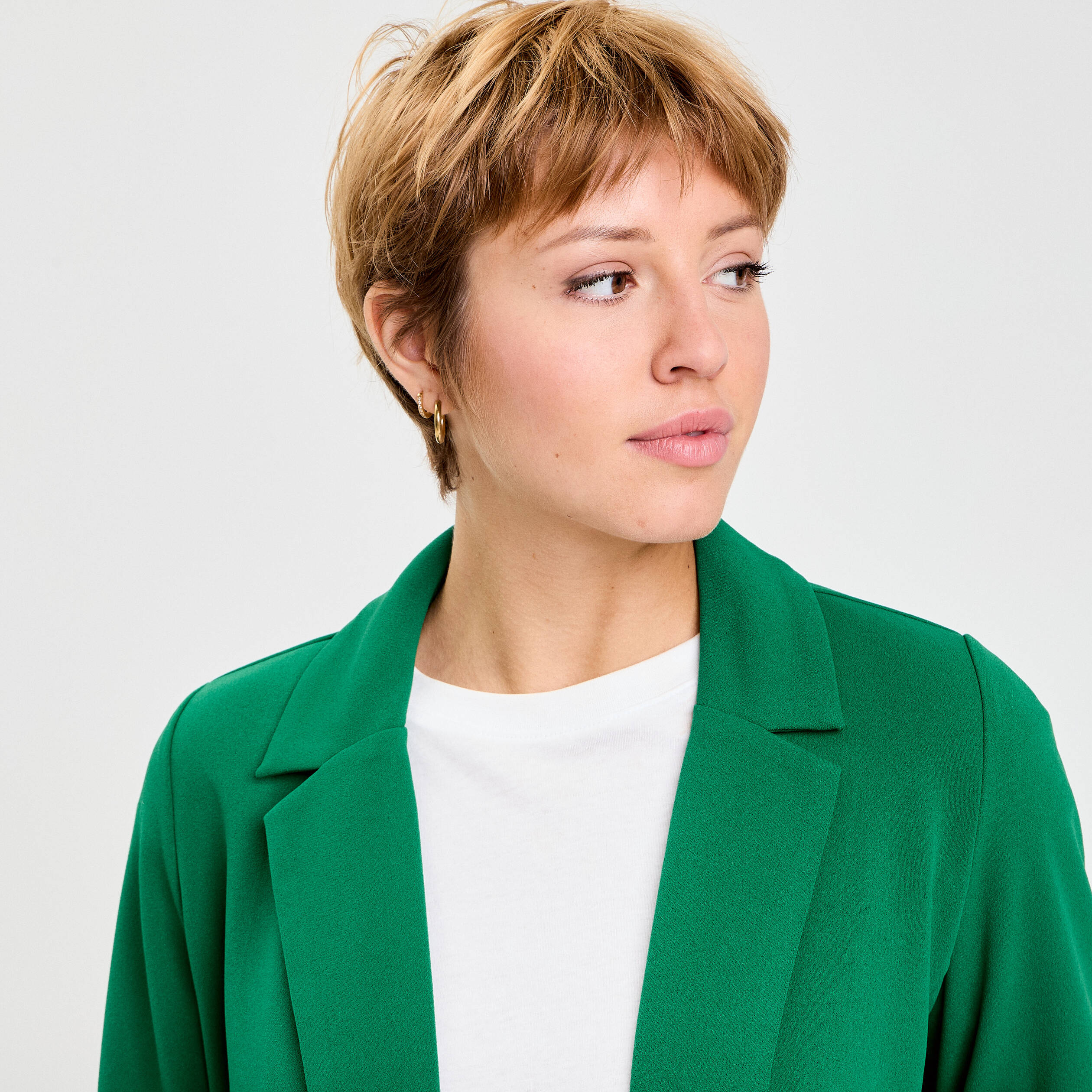 Veste blazer manches 3/4 vert femme