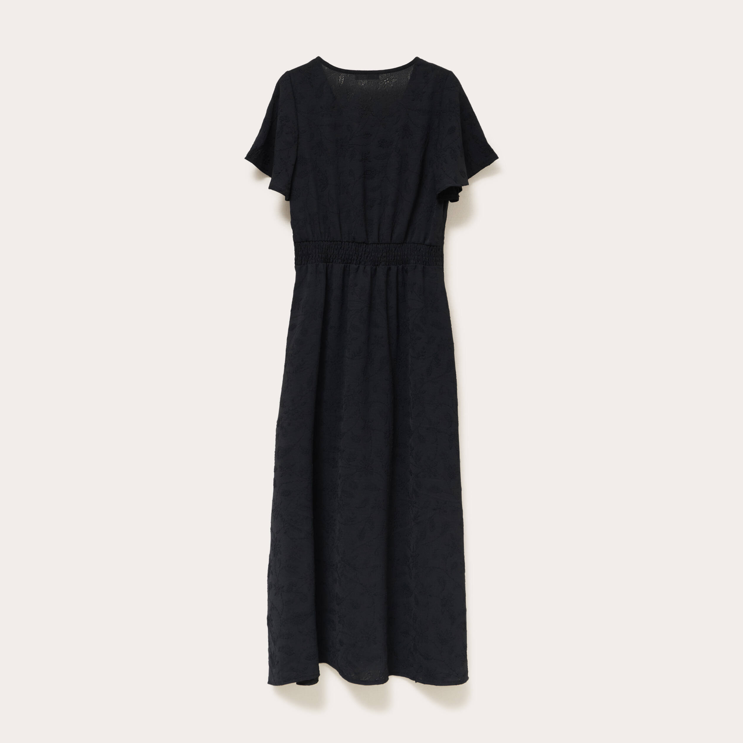 Robe Longue Femme Élégante En Coton - Col V, Manches Courtes - Style Loose Rétro Pour Été
