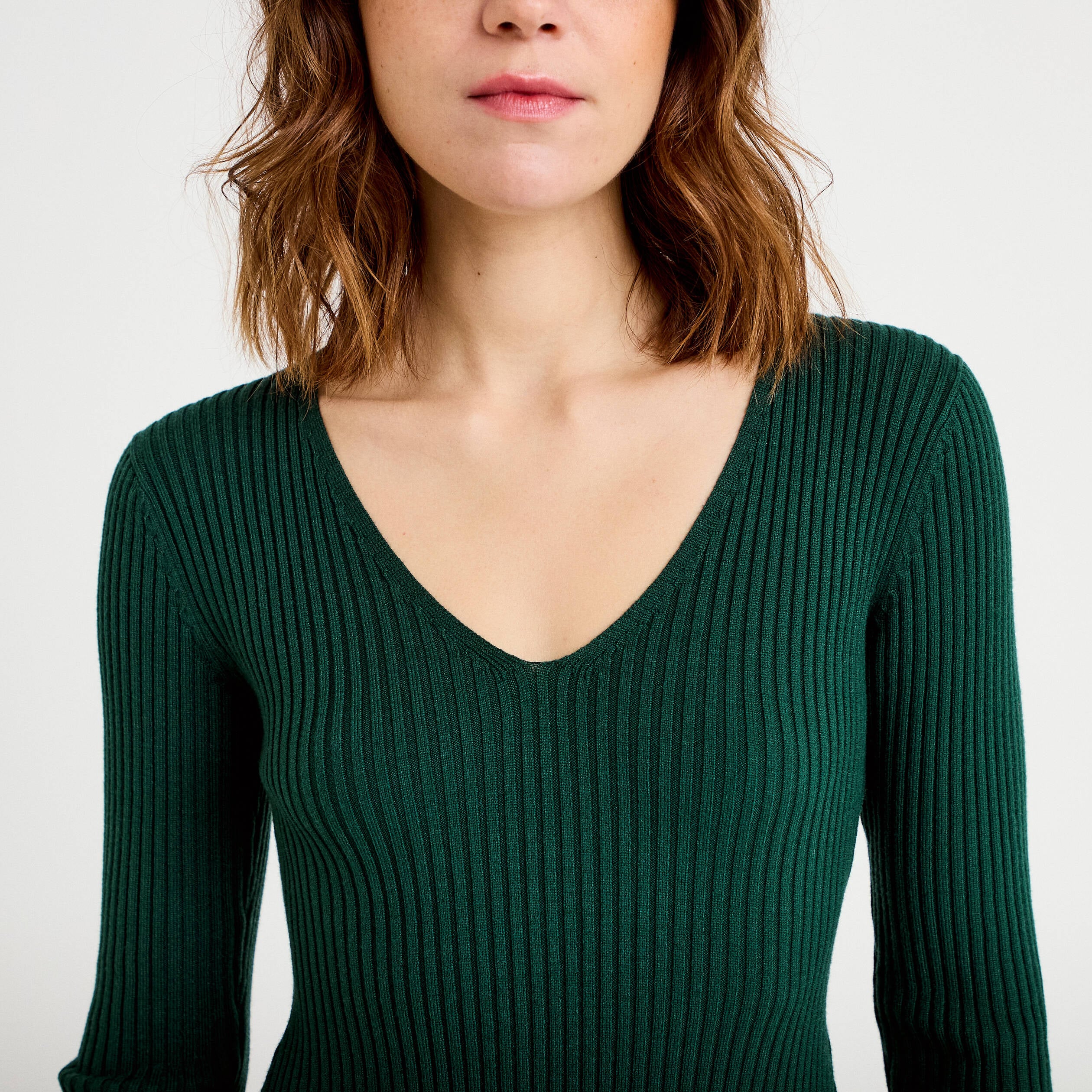 Robe tricot patineuse c&ocirc;tel&eacute;e vert fonc&eacute; femme
