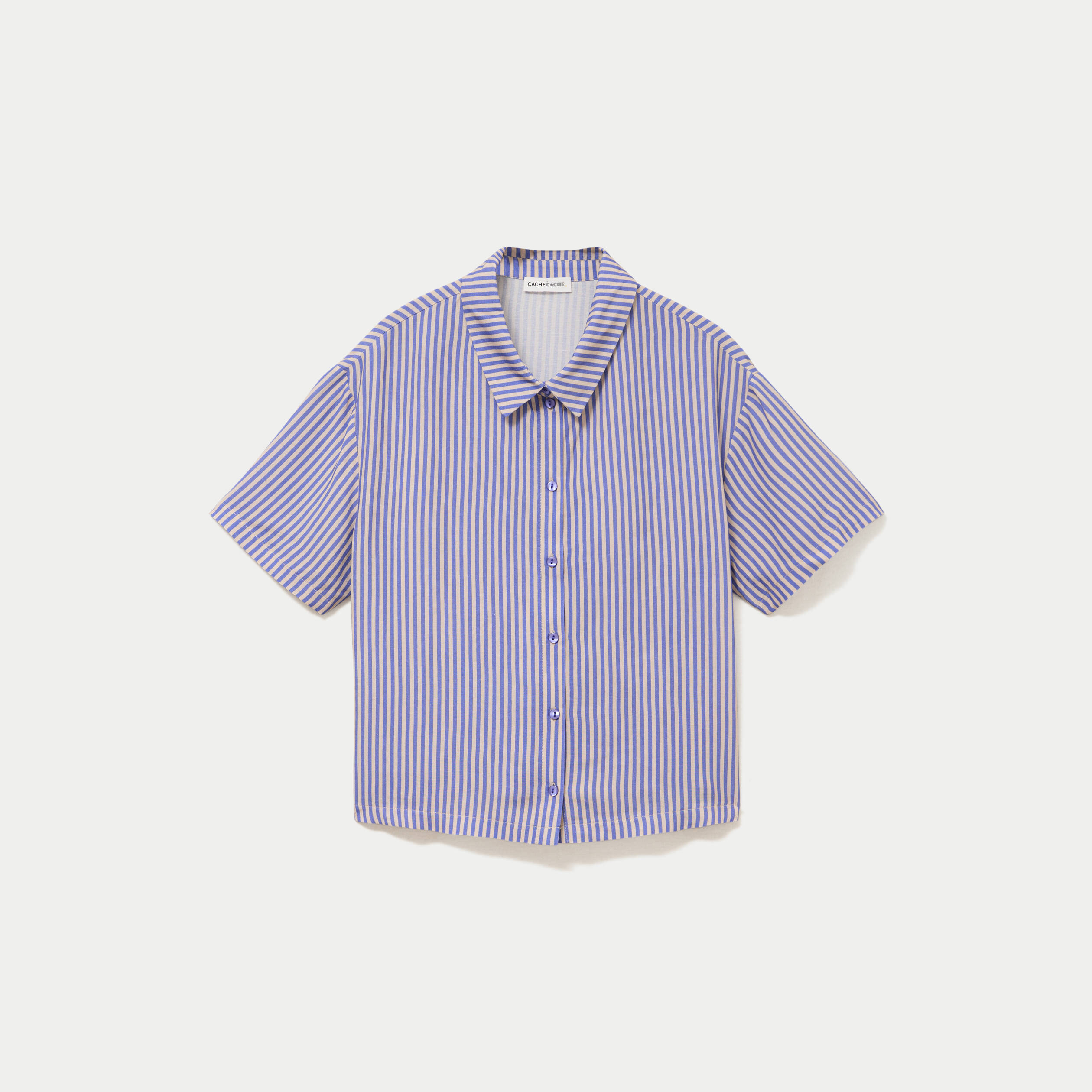 Chemise manches courtes bleu femme