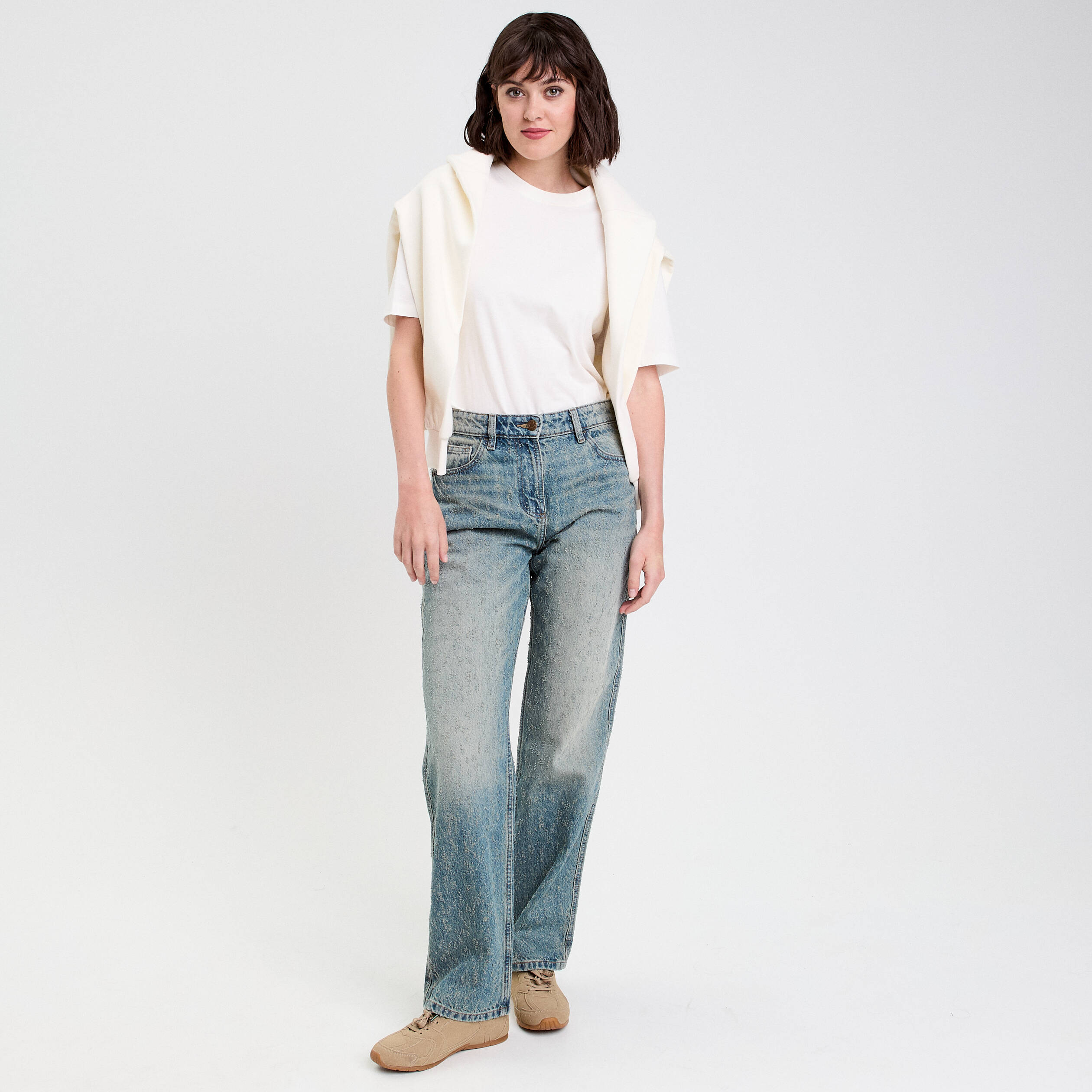 Jean droit taille standard denim dirty femme