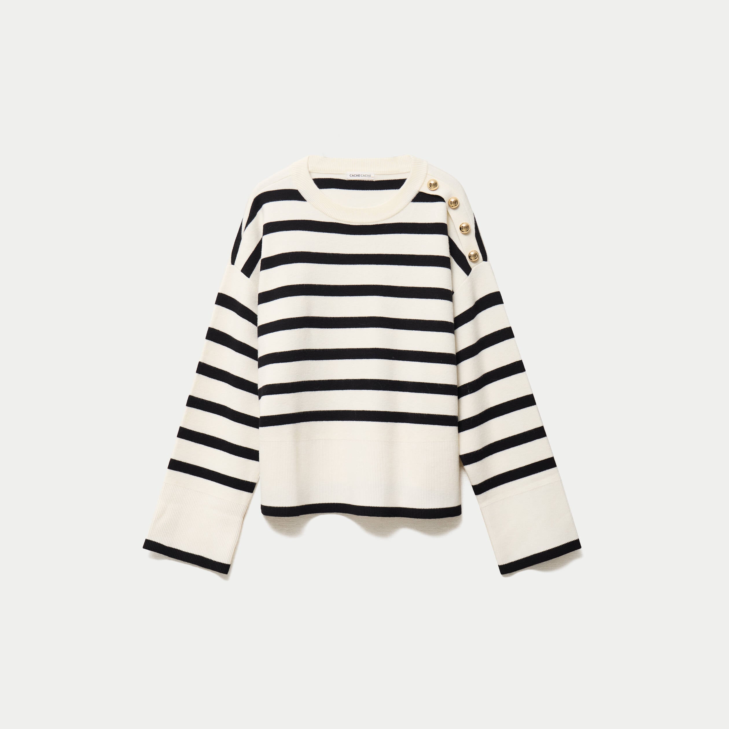 Pull ample manches longues ecru femme